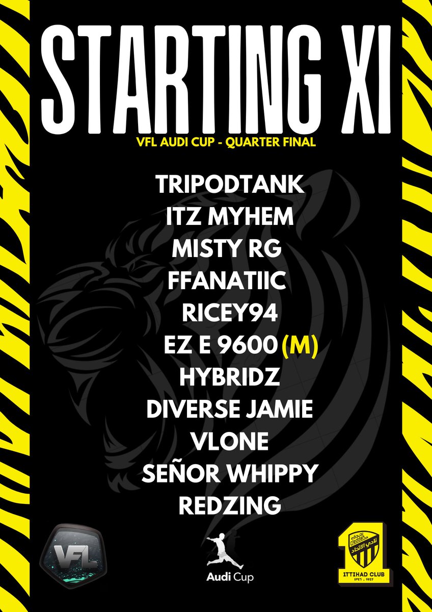 🟡 𝐌𝐀𝐓𝐂𝐇𝐃𝐀𝐘 ⚫️

🆚 <a href="/VFLMidtjylland/">VFL Midtjylland S52 (XBSX)</a> (H)
⏰ 20:45
🏆 Audi Cup - Quarter Final

📺 twitch.tv/ez_e9600
<a href="/TheVFL_/">VFL</a>