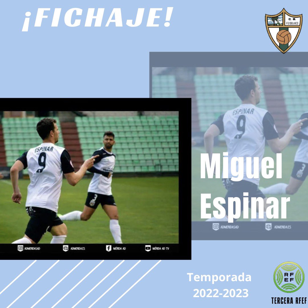 ⚪️FICHAJES⚪️

Gol, calidad y experiencia. 
El delantero sevillano Miguel Espinar, proveniente del Ciudad de Lucena y San Roque de Lepe se une al CD Pozoblanco. El también Ex-jugador de equipos de 2B cómo Mérida, Ceuta y Montijo estará con nosotros esta temporada.

💪🏽💪🏽💪🏽