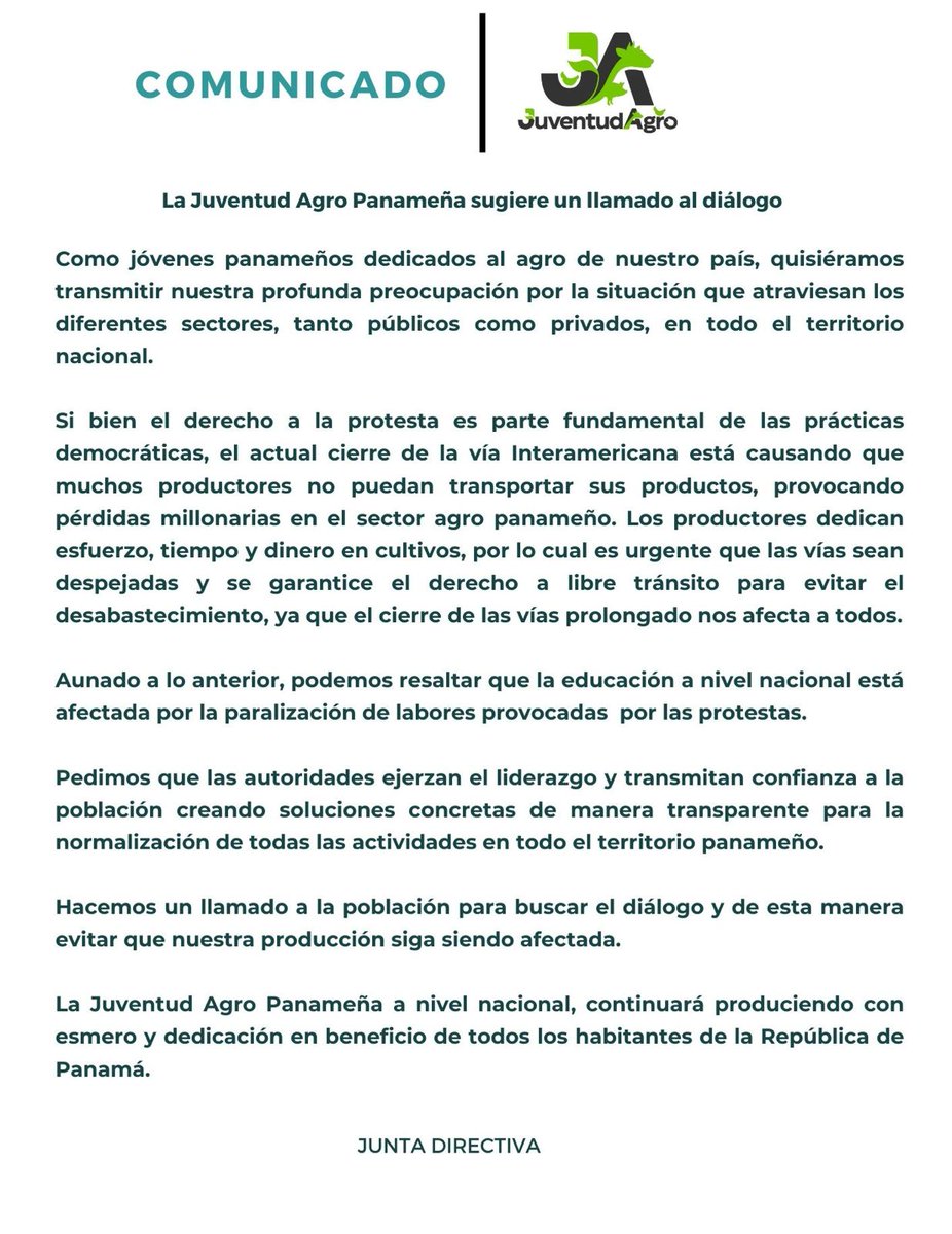 Comunicado de <a href="/JuventudAgro/">Juventud Agro</a>