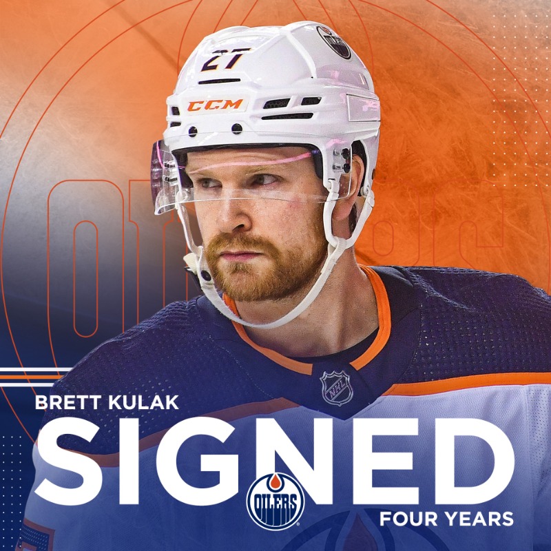 EdmontonOilers's tweet photo. 🤩 Keeping our guy from Stony 🤩 

The #Oilers have agreed to terms with Brett Kulak on a four-year deal with an AAV of $2.75 million. 

#LetsGoOilers