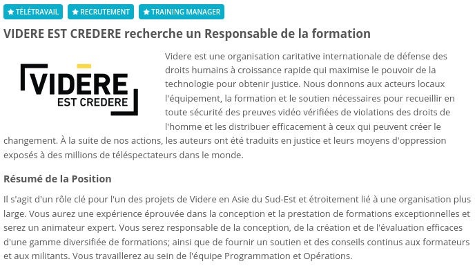 Afriworkers's tweet photo. 📣 #Opportunites #Télétravail | VIDERE EST CREDERE recherche un Responsable de la formation (Training Manager).
📍https://t.co/2ROxeEWsf9
#Afriworkers #Africa #Training #Manager #Formation https://t.co/549Ov5MiyP