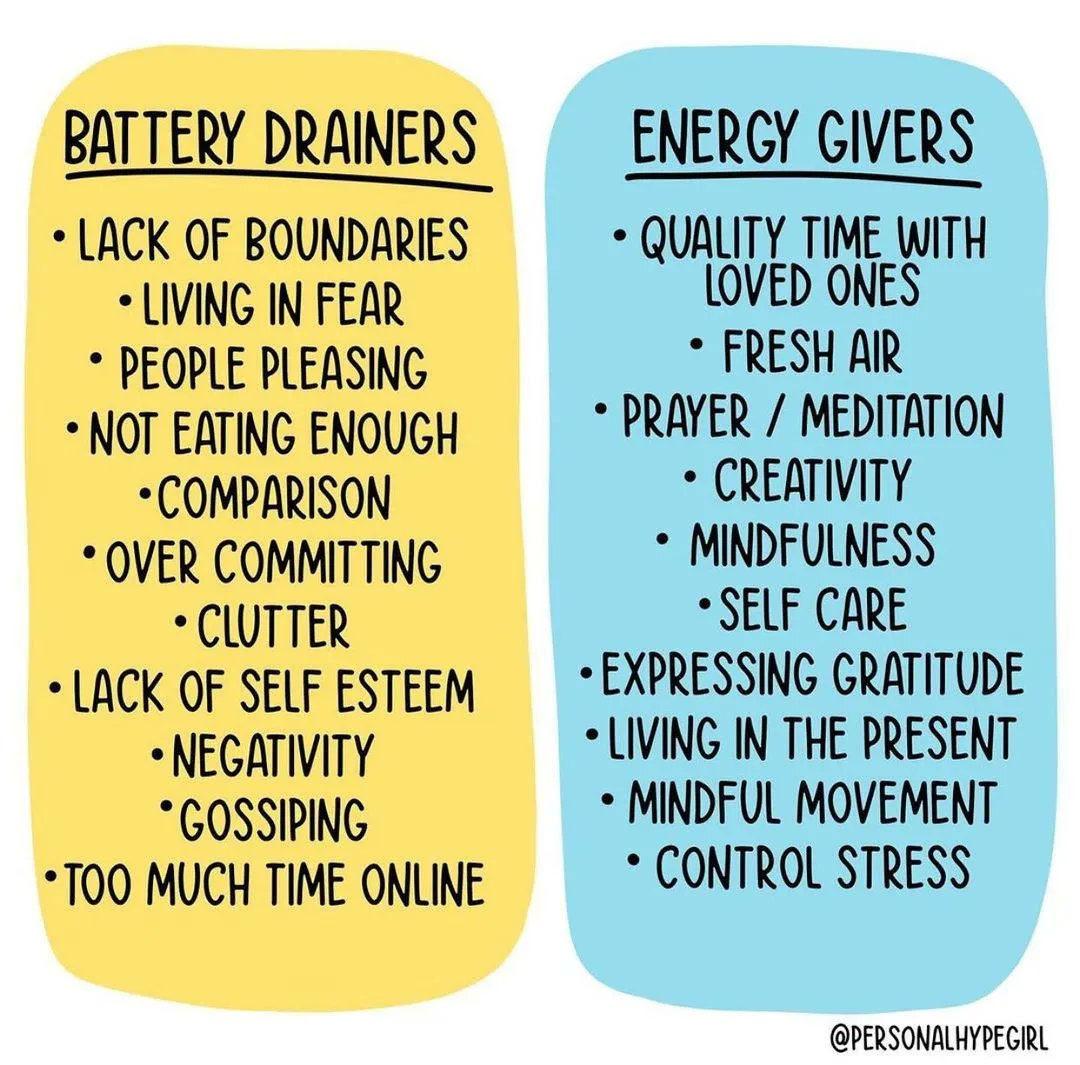 Spend more time with Energy Givers and not Battery Drainers!

#Relationships #MentalHealth