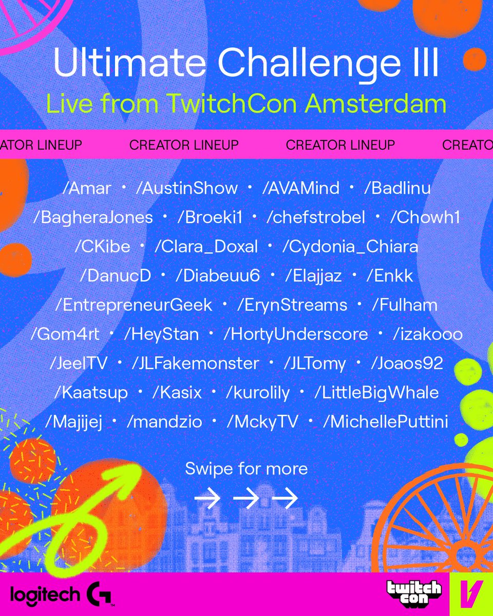 TwitchRivals's tweet photo. Who’s bringing home the W?

Meet the creators from around the globe brawling in #TwitchRivals Ultimate Challenge III, Live from @TwitchCon Amsterdam ✨

Qualifiers: SAT 10:00 CEST
Finals: SUN 14:00 CEST https://t.co/iXQfgtpM2Z