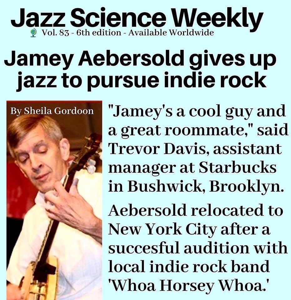 'Jamey Aebersold gives up jazz to pursue indie rock.' 😂 #JazzMusic