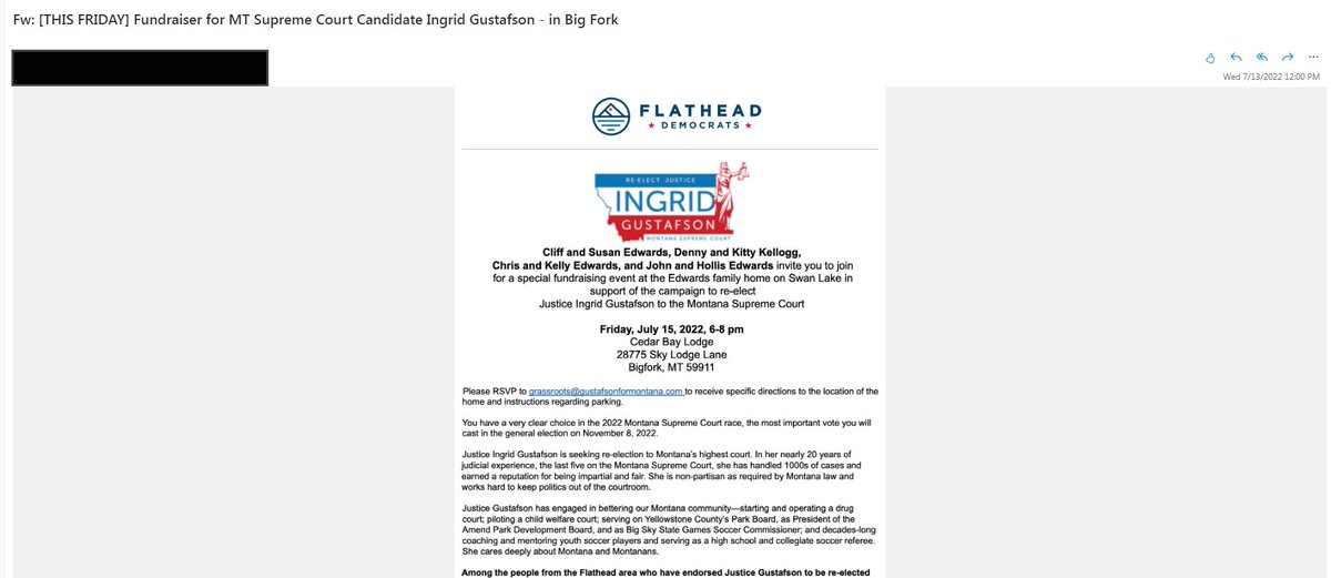 KJJRAM's tweet photo. The Flathead Democrats are holding a fundraiser for a MT Supreme Court candidate...isn't it a non-partisan race? Plus, if you have lived in NW Montana for longer than 5 minutes, you know Bigfork is one word... #MTpol #MTnews #MTelection #MT2022 .@MTDems .@MTGOP π§ https://t.co/EH9LjJoRt4