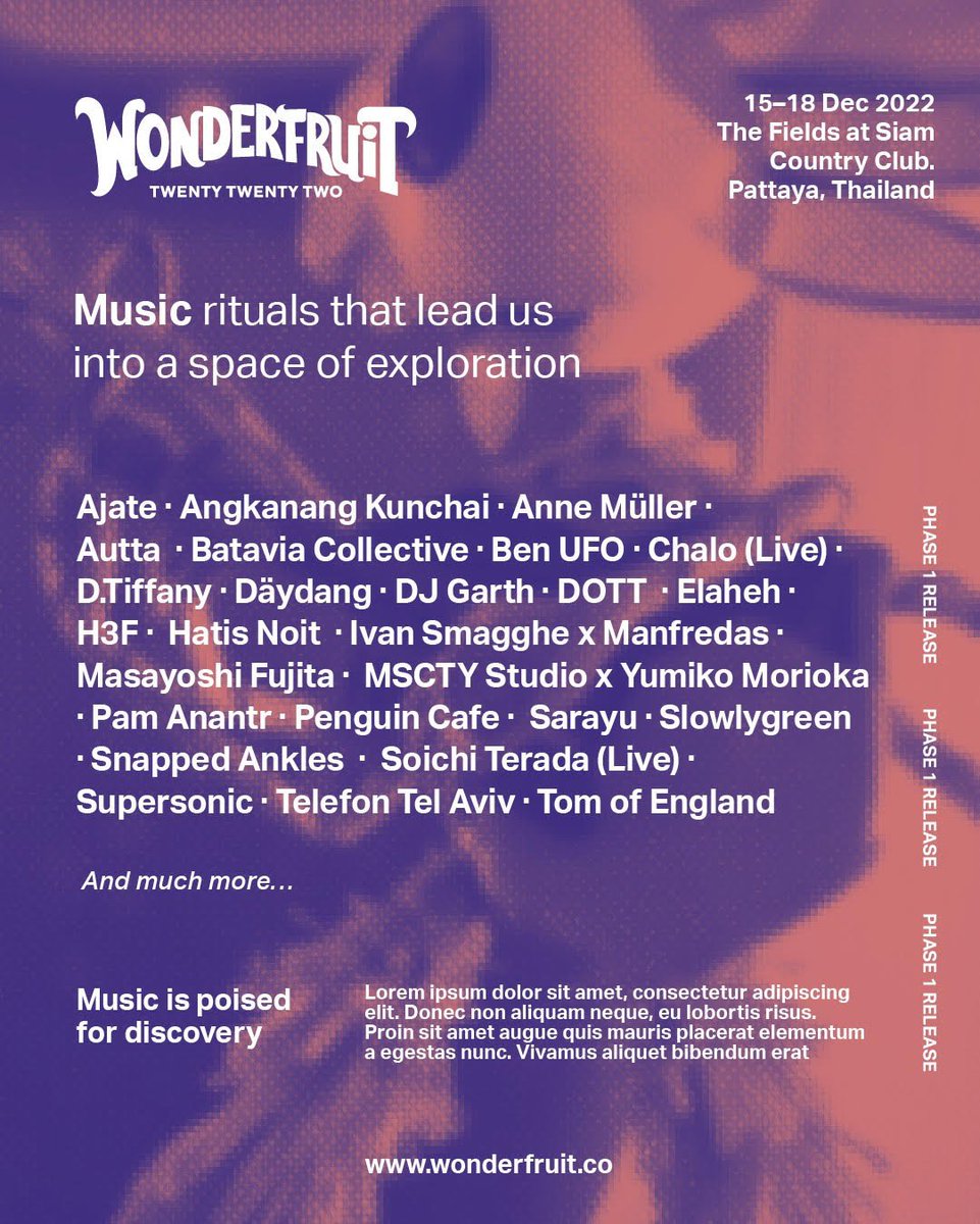 Penguin Cafe (@thepenguincafe) on Twitter photo Pattaya Penguins!
@wonderfruitfest 2022
15-18 DECEMBER 2022
**Tickets on sale 18 July for 72 hours only**
@erasedtapesrecords
<a href="/hatis_noit/">Hatis Noit ハチスノイト</a>
@masayoshifujitavibraphone
@annemullercello
#wonderfruit2022
#wonderfruit Pattaya Penguins!
@wonderfruitfest 2022
15-18 DECEMBER 2022
**Tickets on sale 18 July for 72 hours only**
@erasedtapesrecords
<a href="/hatis_noit/">Hatis Noit ハチスノイト</a>
@masayoshifujitavibraphone
@annemullercello
#wonderfruit2022
#wonderfruit