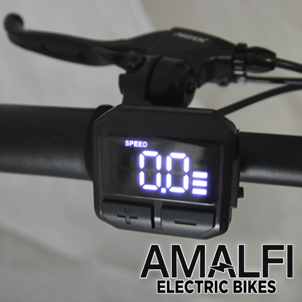 Check out the Speedometer on the Amalfi Electric Bike. Not only does it have a clear, large readout - but the bonus is on the right side - a built-in USB port to. If you would like to check them out, head over to amalfibikes.com for more information or to place an order!