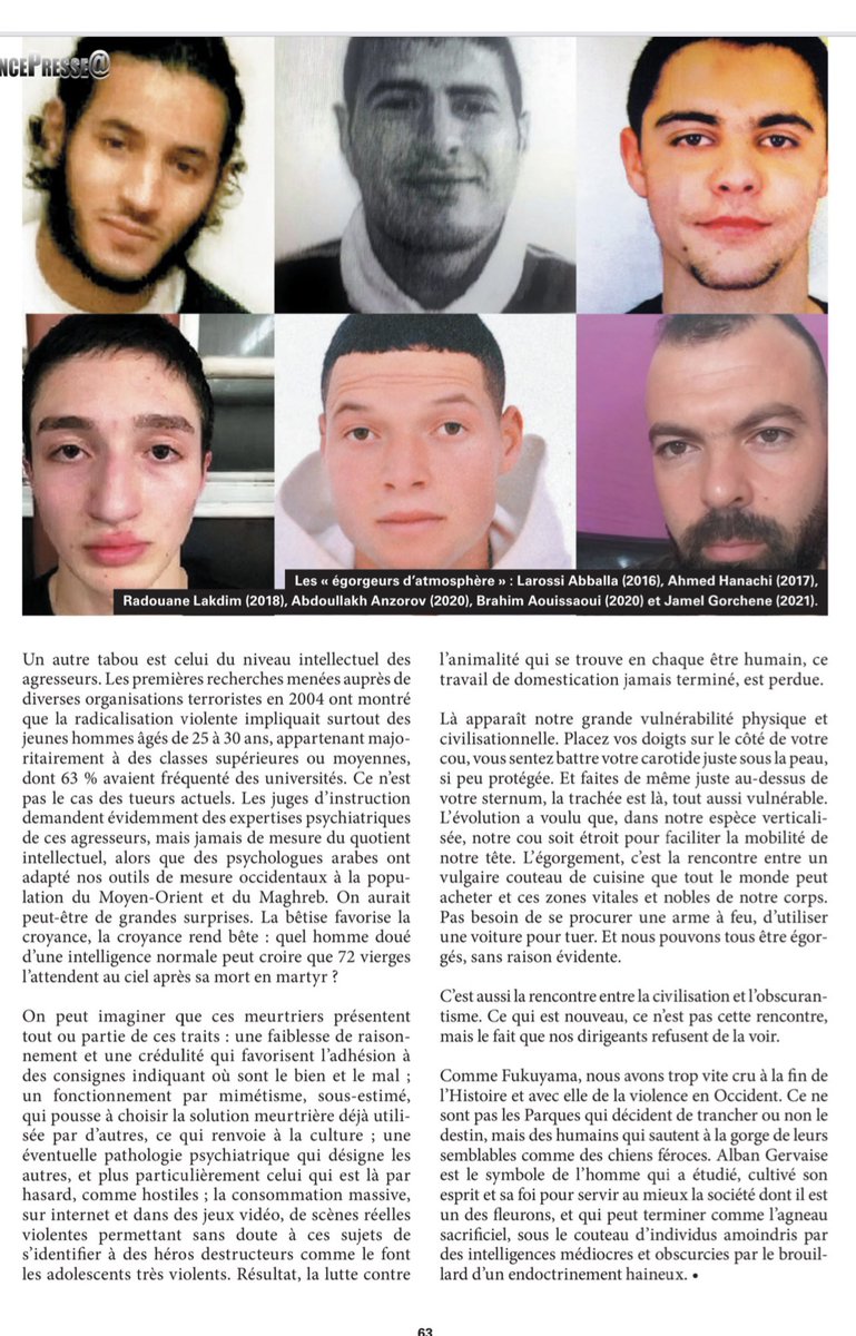 DamienRieu's tweet photo. Merci à @Causeur d’aborder la question  tabou des égorgeurs islamistes qui tuent régulièrement des Français. Extrait avec l’analyse du toujours excellent Maurice Berger sur les causes de ce mal. https://t.co/SGglERbD7W
