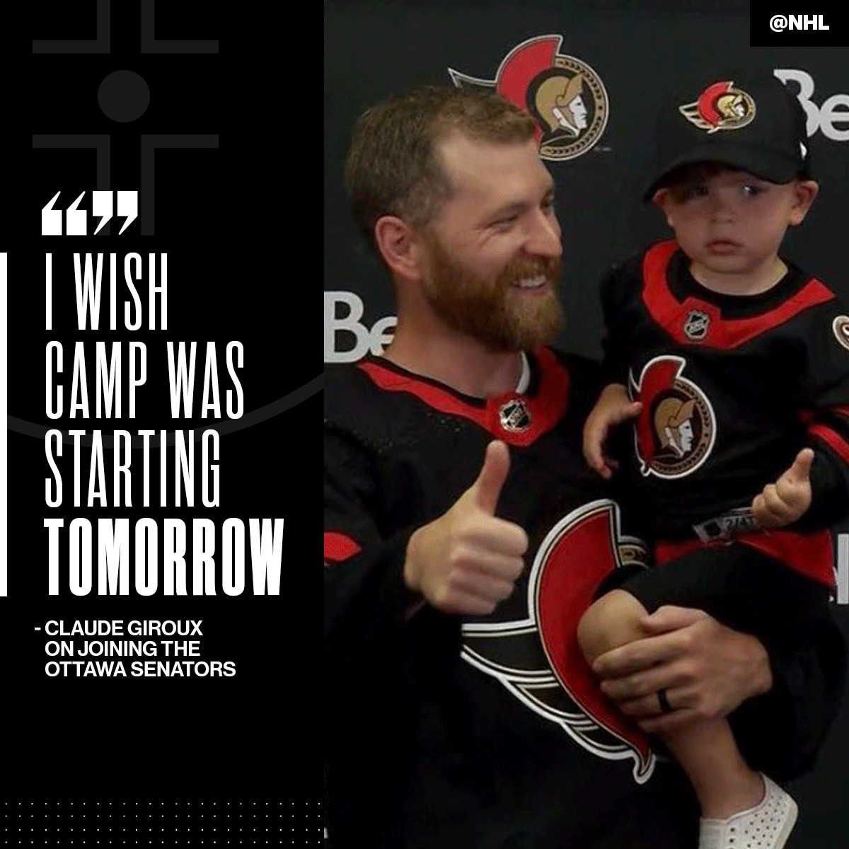 NHL's tweet photo. The Girouxs are ready to take on Ottawa. ❤️ #NHLFreeAgency https://t.co/IwjLjNzurn