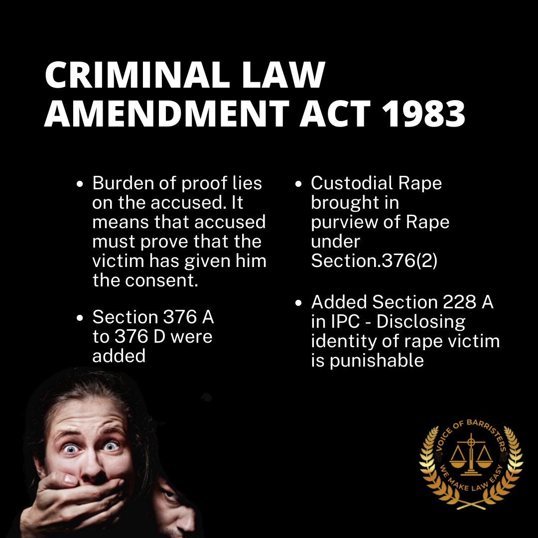 VOB_India's tweet photo. Major changes in the context of rape through this amendments,.
#stoprape #rape #IPC #crime #punishment #india #law https://t.co/uCWzzwiWaJ