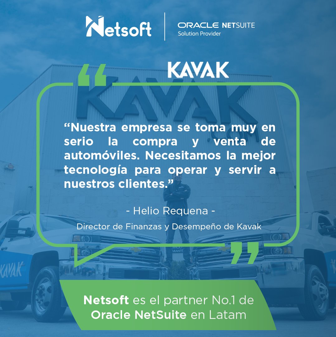 Nuestra implementación le dio a Kavak la capacidad de realizar desarrollos a medida brindando un servicio más personalizado. ¡Únete a nuestros más de 13,000 usuarios!
#CRM #ERP #Netsoft #OracleNetSuite #Kavak