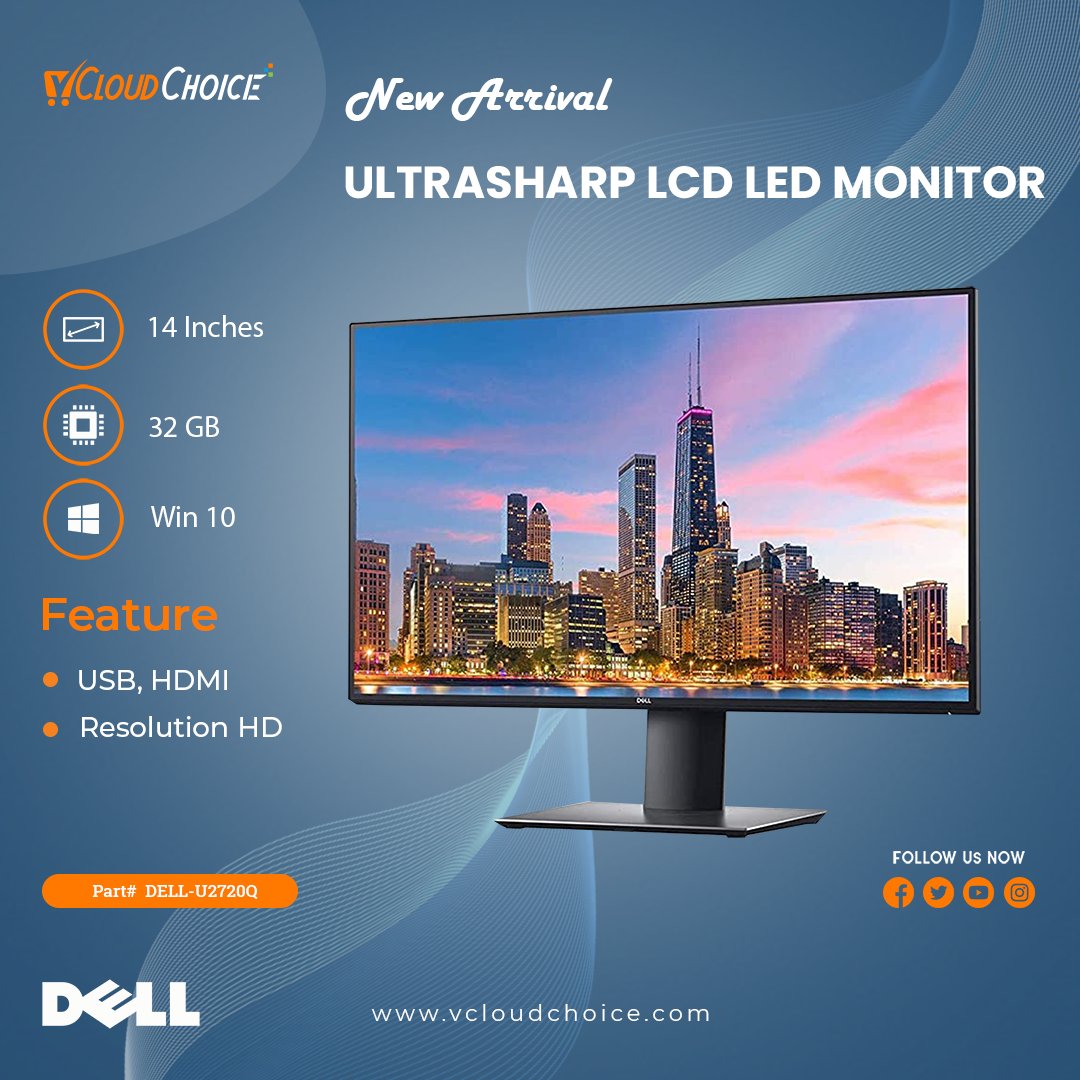 Dell UltraSharp Monitor 
U2720Q 27' LCD LED Monitor 🖥 - 3840 x 2160 4K Display - 60 Hz Refresh Rate - in-Plane Switching Technology #IPS   

Online today: bit.ly/3z3osbx 🛒
Follow @vcloudchoice for more Services & Tips.

#Dell #DellTech #LCD #monitor #4kdisplay #Intel