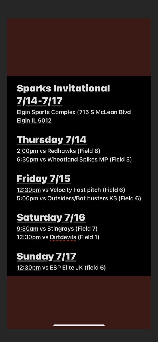 My schedule for this weekend at Sparks Invitational! <a href="/coachjennyrohn/">Jenny Rohn</a> @HSBcoachallard <a href="/Monica_Taylor23/">Monica Taylor</a> <a href="/ChicagoSoftball/">Ruth Kmak</a> <a href="/CoachMillerSB/">Larry Miller</a> @CoachJamesNYU @CoachAdixZins <a href="/MacalesterSB/">Macalester Softball</a> <a href="/TuftsSoftball/">Tufts Softball</a> <a href="/Abbers410/">Abby Ramirez</a> <a href="/CoachEbs/">Lauren Ebstein</a> <a href="/ClassicLC/">Lynn Curylo</a> <a href="/carletonsoftba1/">Carleton Softball</a>