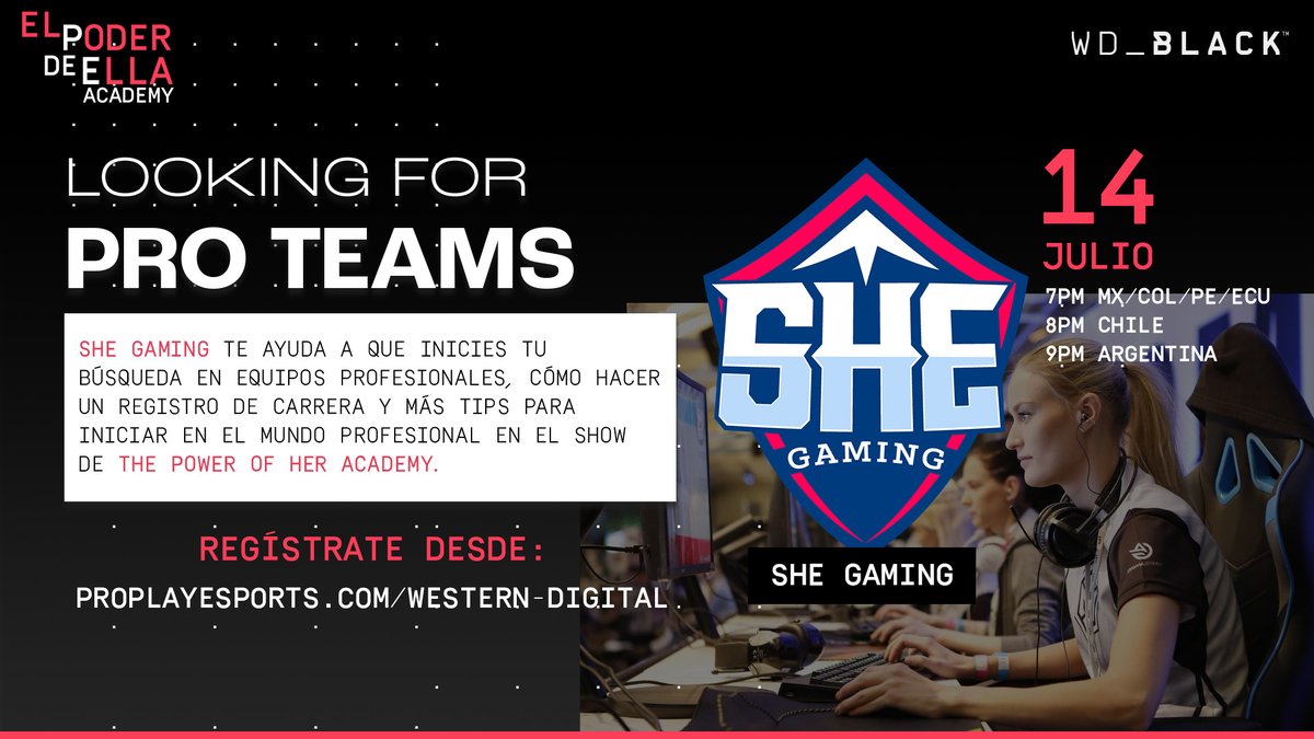 shegamingcol's tweet photo. Mañana Jueves 7pm 🇨🇴
Vamos a estar Hablando de cómo encontrar equipos profesionales y cómo iniciar tu carrera profesional en los eSports 🤩🎮🏆
Las transmisiones son todas jueves 7pm por https://t.co/h3kjaRTD6S ⬅️⬅️
#shegaming #esports #elpoderdeella https://t.co/Nbq6ex4Oty
