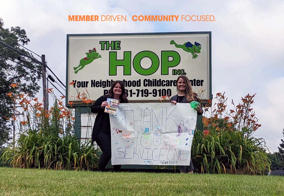 Team members Sam and Jess had a blast earlier this week at The Hop Child Care Center (MI) reading to the kids and passing out piggy banks and copies of “Counting on Pablo” by Barbara deRubertis!  

Learn how we're livin' our “Community Focused” mission at service1fcu.com/livin-the-miss…