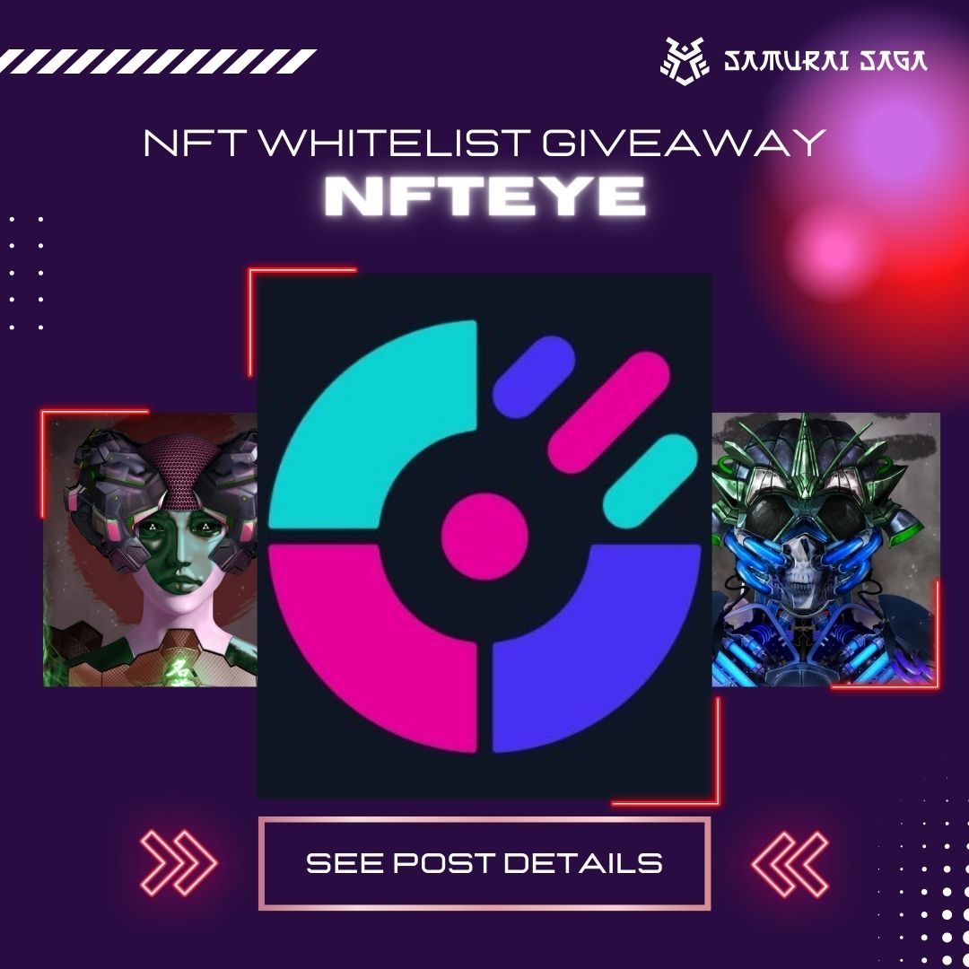 TheSamuraiSaga's tweet photo. 🚨 NFTEye x Samurai Saga 🚨

🎁 Our friends at @nfteye_io  have teamed up with us to give away x3 #whitelist spots!

To enter:
➡️ Follow @TheSamuraiSaga + @nfteye_io
➡️ Like &amp; RT
➡️ Tag some friends!

⏳Giveaway ends in 24 hrs, good luck!

#WLGiveaways #NFTGiveaways https://t.co/empsc4dkYl