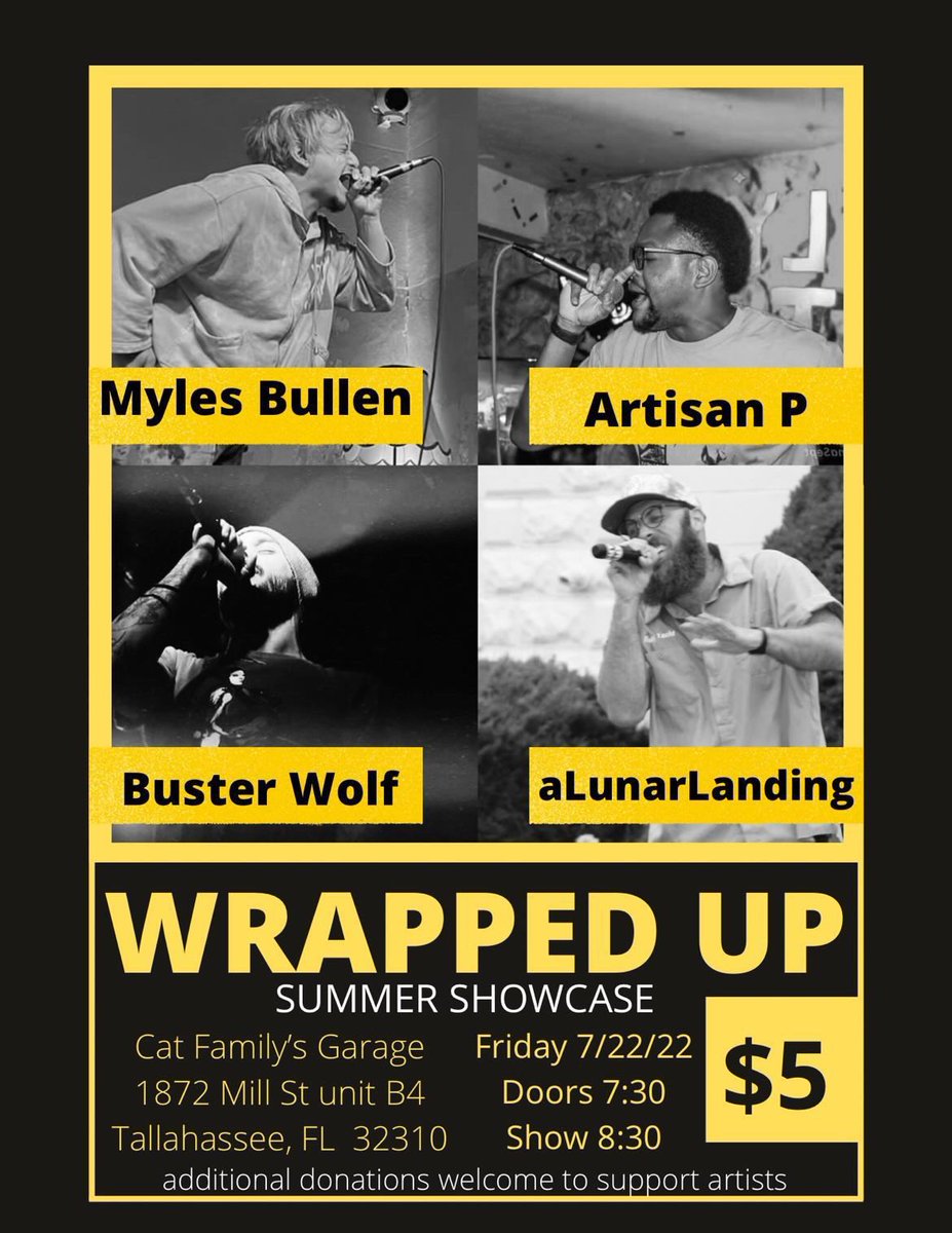 WVFS Tallahassee 89.7 FM (@wvfs) on Twitter photo WVFS Tallahassee is joining forces with <a href="/catfamrecords/">Cat Family</a> on Friday, July 22nd for “Wrapped Up” a Summer Showcase featuring performances by Artisan P, Buster Wolf, Myles Bullen, and aLunarLanding 🎤 We are counting down the days and we hope to see you there❗️🎉 WVFS Tallahassee is joining forces with <a href="/catfamrecords/">Cat Family</a> on Friday, July 22nd for “Wrapped Up” a Summer Showcase featuring performances by Artisan P, Buster Wolf, Myles Bullen, and aLunarLanding 🎤 We are counting down the days and we hope to see you there❗️🎉