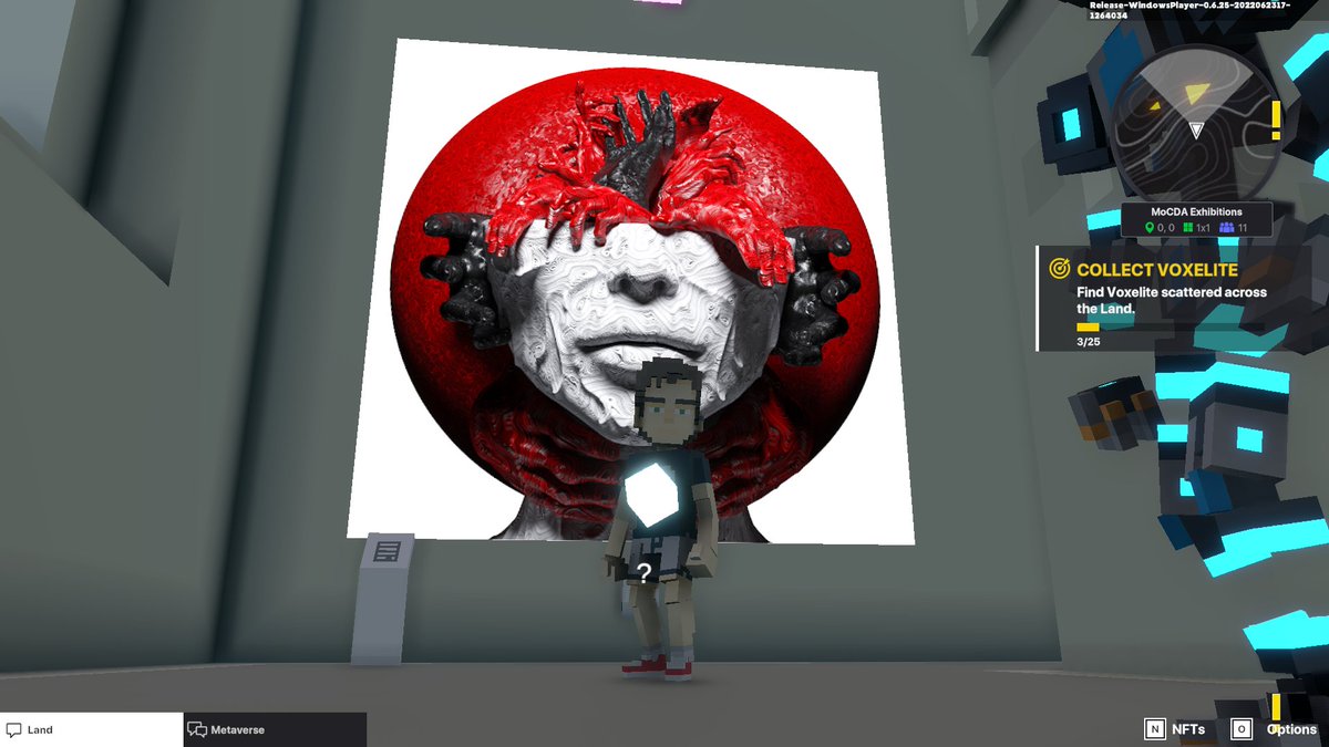 slickhippos's tweet photo. @TheSandboxGame @MOCDA_ I just participated in the #TheSandbox weekly contest for a chance to win 200 mSAND! Here is my favorite piece from the ‘Impossible Worlds’ exhibition, check out my screenshot below!
👇 https://t.co/jyvjToji28