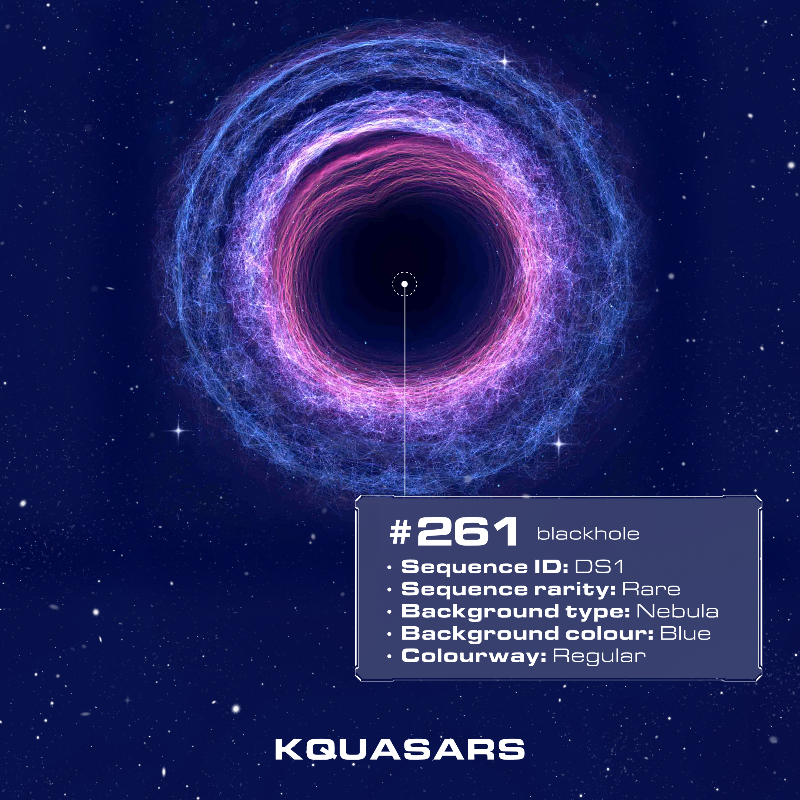 kquasars's tweet photo. In order to capture the uniqueness of black holes and quasars, @KayQuattrocchi
 has joined forces with @SanderSturing
, who’s skills in generative art have made it possible to make a black hole generator.
