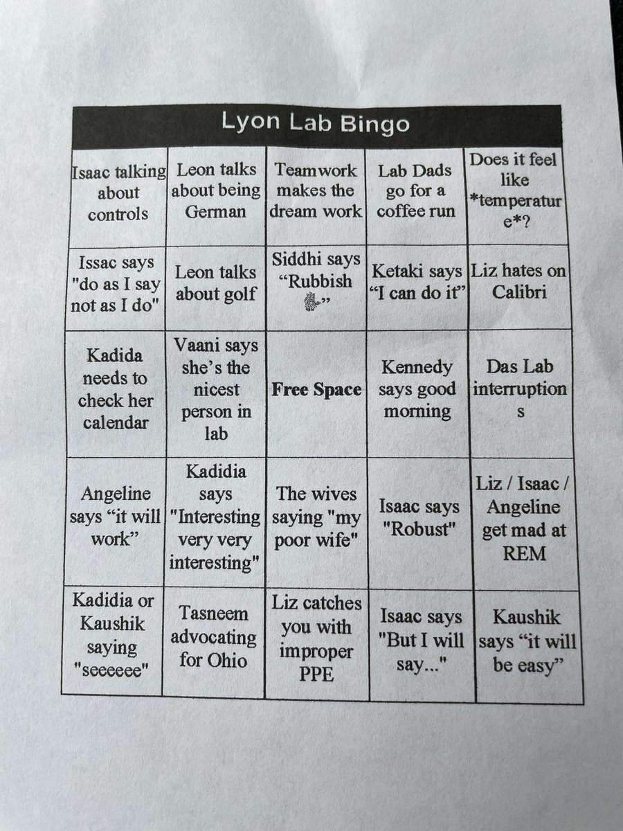 The first edition of Lyon Lab Bingo!
