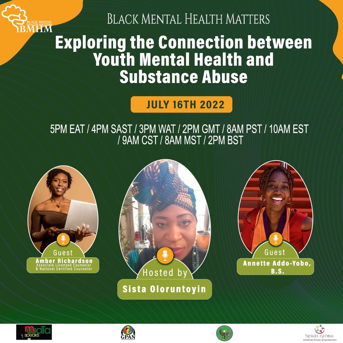 BMHMINC's tweet photo. Join us on Black Mental Health Matters on this BIPOC Mental Health Month as we focus on Exploring the connection between Youth Mental Health and Substance Abuse.
Share your thoughts and comments below.
#blackmentalhealthmatters #mentalhealth #BMHM https://t.co/dG9SJNHeIf