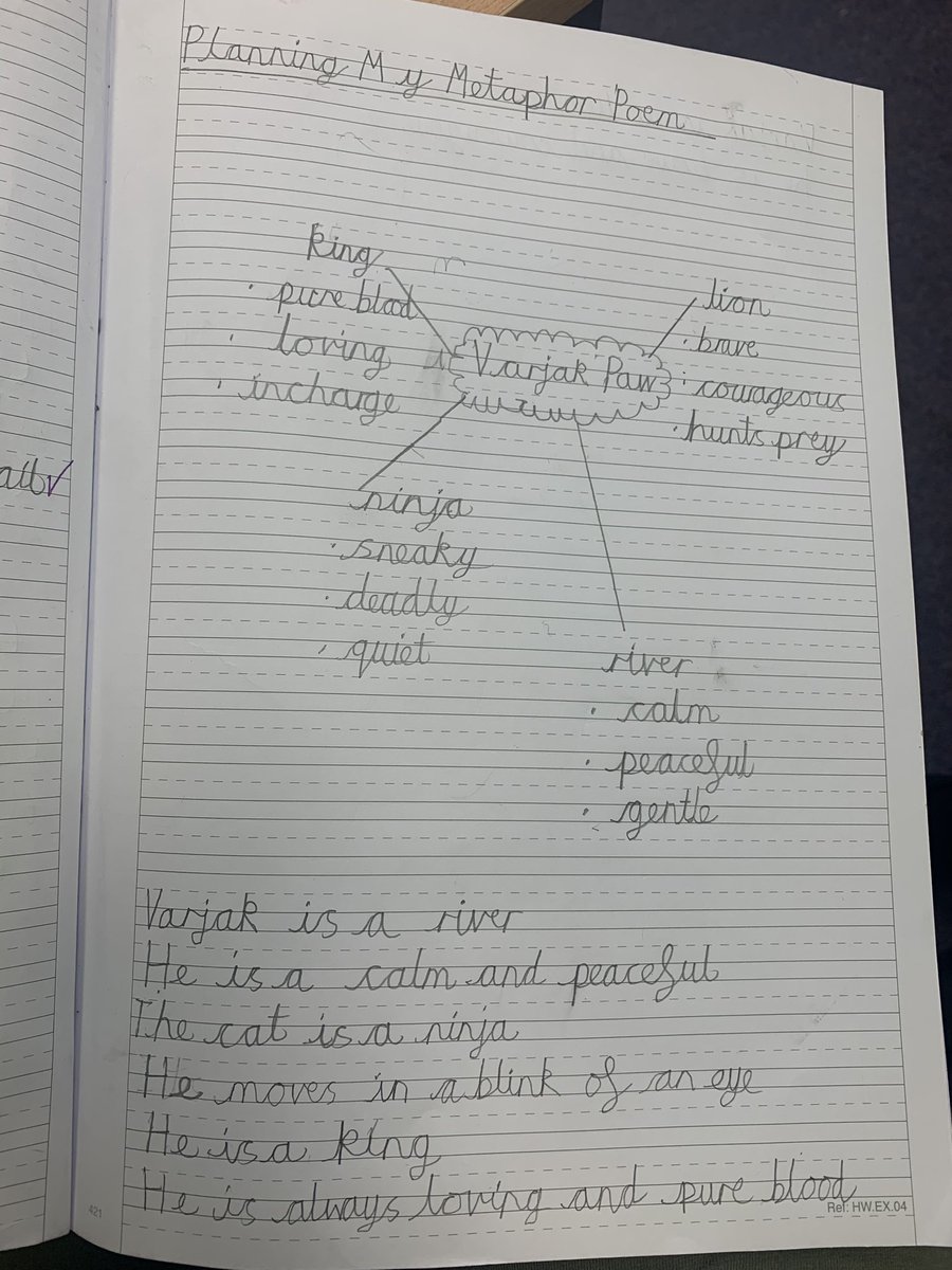 MrsWhileYear4's tweet image. Loved our English lesson today. The chn really impressed me with their metaphor poetry about Varjak Paw 🥰  #StPetersEnglish #VarjakPaw @whatSFSaid