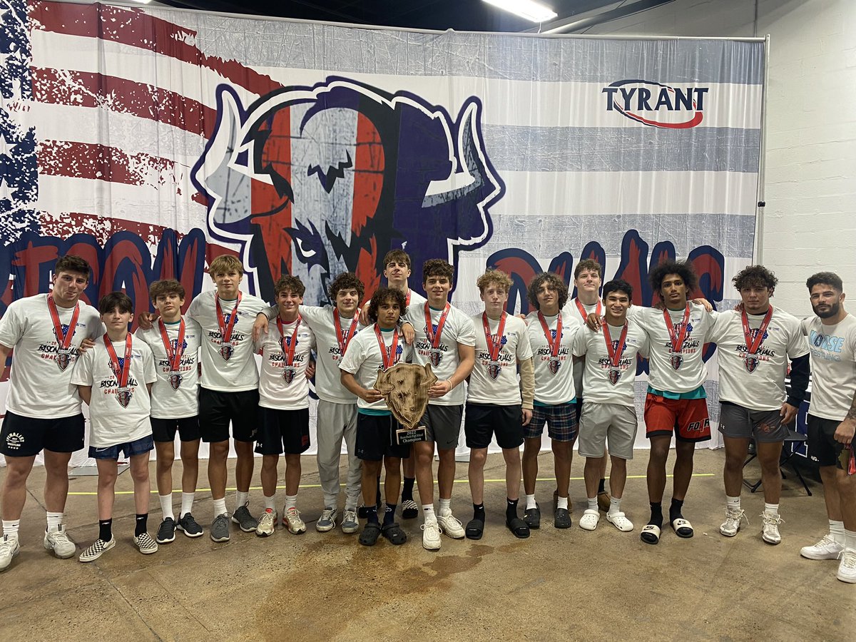 TyrantWrestling's tweet photo. Iron Horse Blue 
2022 Bison Duals Champions🏆
High School Division
#TyrantWrestling #BisonDuals https://t.co/71FmxeVJeP