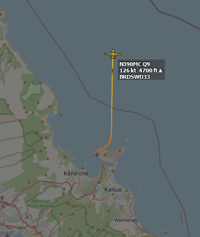 ameliairheart's tweet photo. .@GenAtomics_ASI MQ-9B N390MC is up for RIMPAC for the second day in a row, showing callsign BRDSWD33 (might be Broadsword 33?). #ADSB #A483DF https://t.co/mZIPn3KSGF