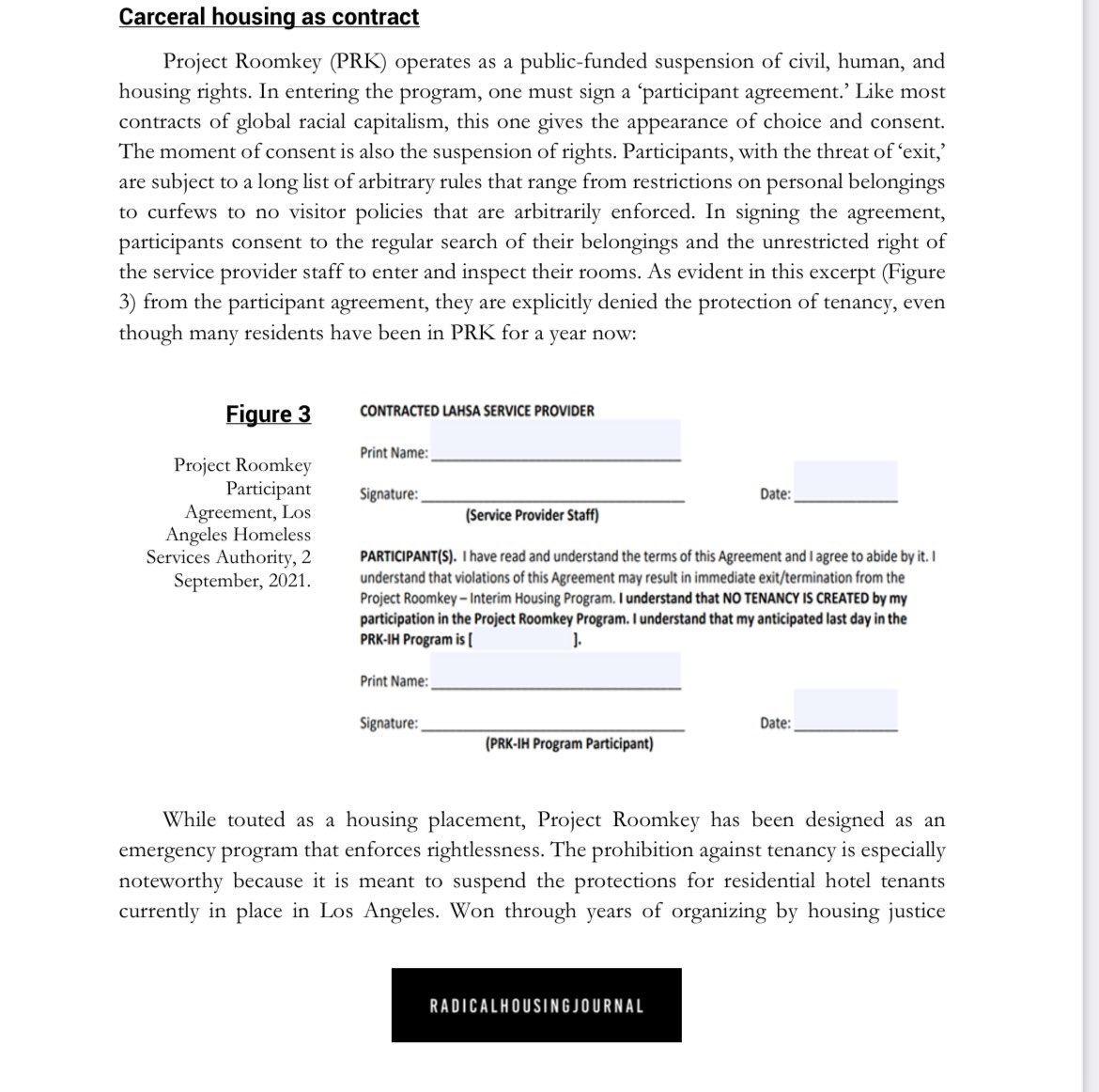 If you don’t understand the concept of “carceral housing” (which is neither housing nor a pathway to housing) read this excerpt from our article in <a href="/Radical_Housing/">RadicalHousingJournal @radicalhousing.bsky.social</a> about Project Roomkey: Note “NO TENANCY IS CREATED”: radicalhousingjournal.org/2022/continuum…