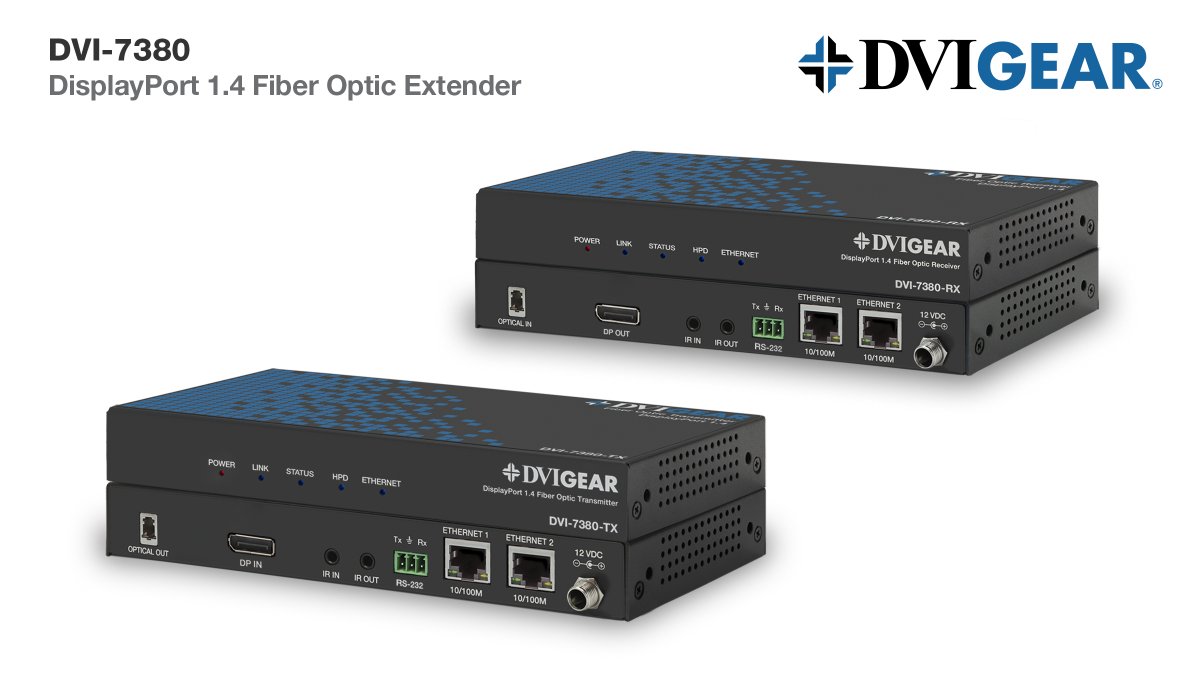 DVIGear has released the DVI-7380, a DisplayPort Optical Extender that supports ultra-high resolutions up to 8K (UHD) at 30Hz (4:4:4).  dvigear.com/dp-fiber-exten…