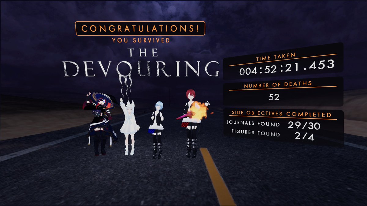 black1100VRChat's tweet photo. 今夜は久々にThe Devouringに行ってきました!
この長編大作は、複数回行っても本当に楽しいです♪👍✨
桜月さん、エスピィさん、お疲れさまでした!🤗
Horkewさん、サポートありがとうございました!🤗
それでは少し仮眠します!w
では、おやすみなさい💤
#TheDevouring https://t.co/IIkQjZm1rB