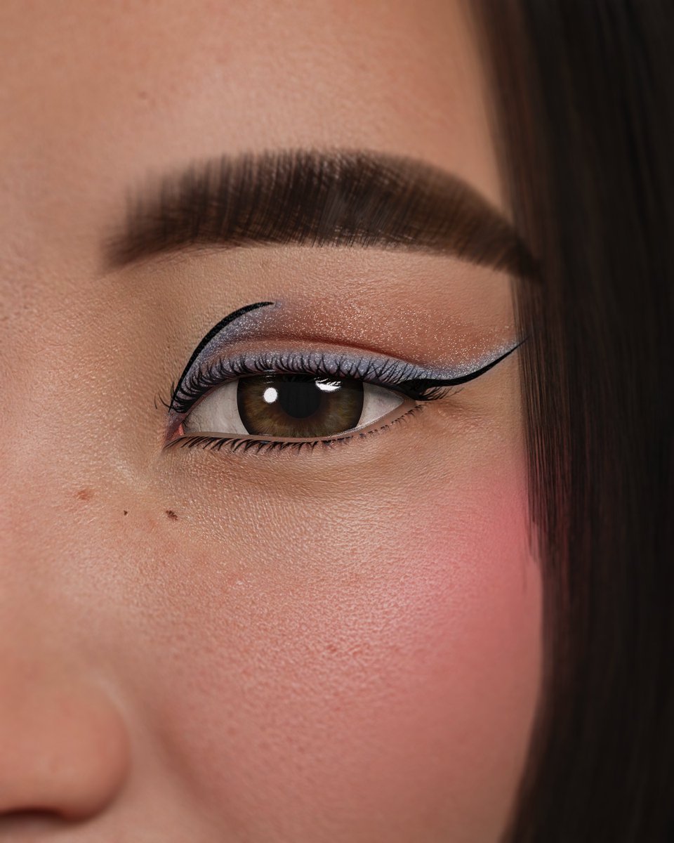Clinique's tweet photo. All eyes on @Tezzebell to see two unique takes on modern statement eyes in our first #NFT makeup drop of a #MetaverseLikeUs. https://t.co/xBvtWtYMSK https://t.co/CsdyNkuAyH