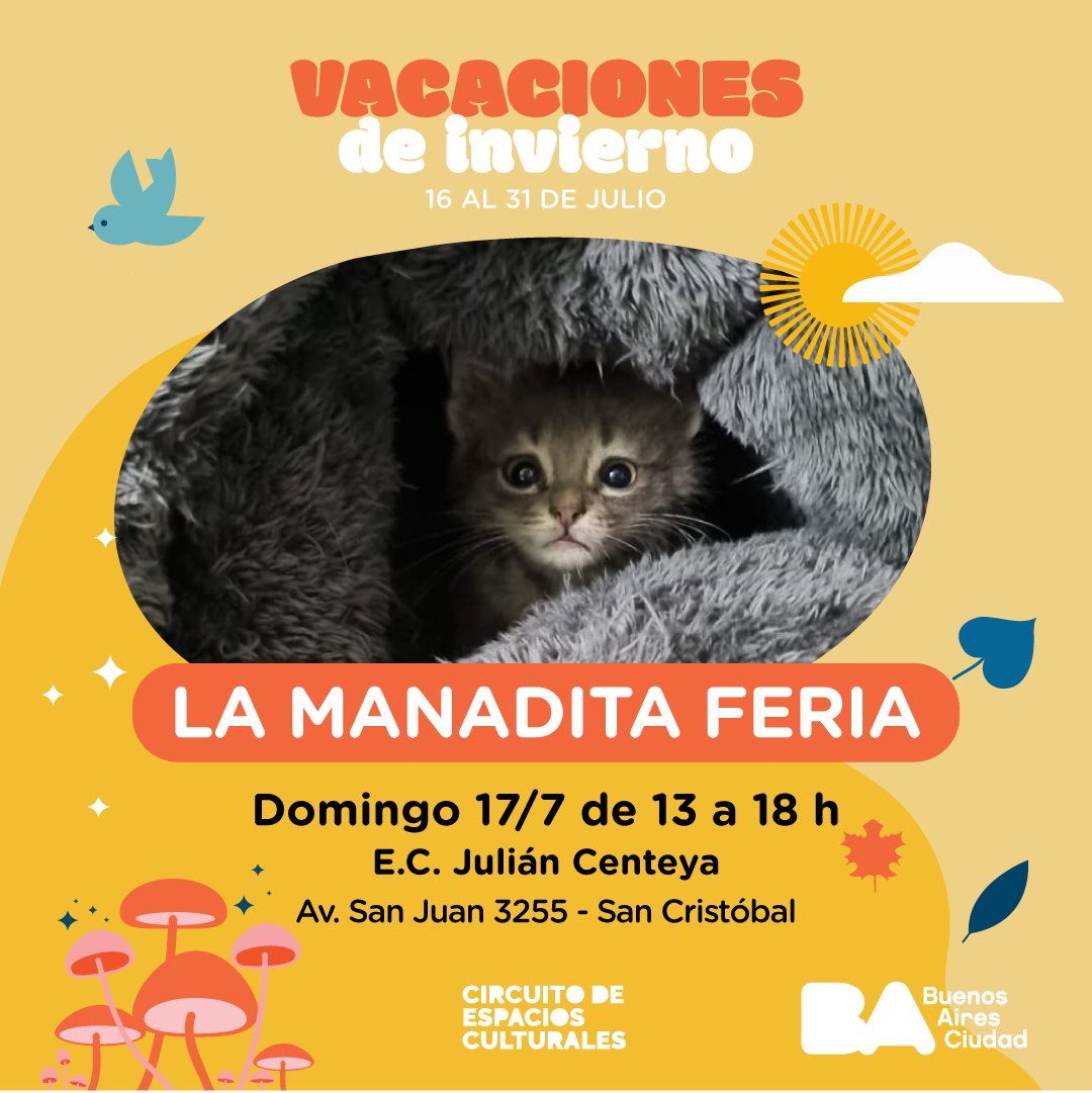 Evento solidario "La Manadita Feria" de 13 a 18hs.  Stands, charlas, talleres y grupos que se dedican al rescate animal #VacacionesDeInvierno #Gratis +Info: is.gd/U3KzXw