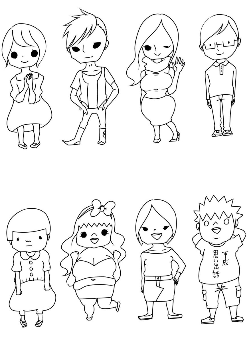 久しぶりにアラサーちゃんキャラたちを描いている。 
