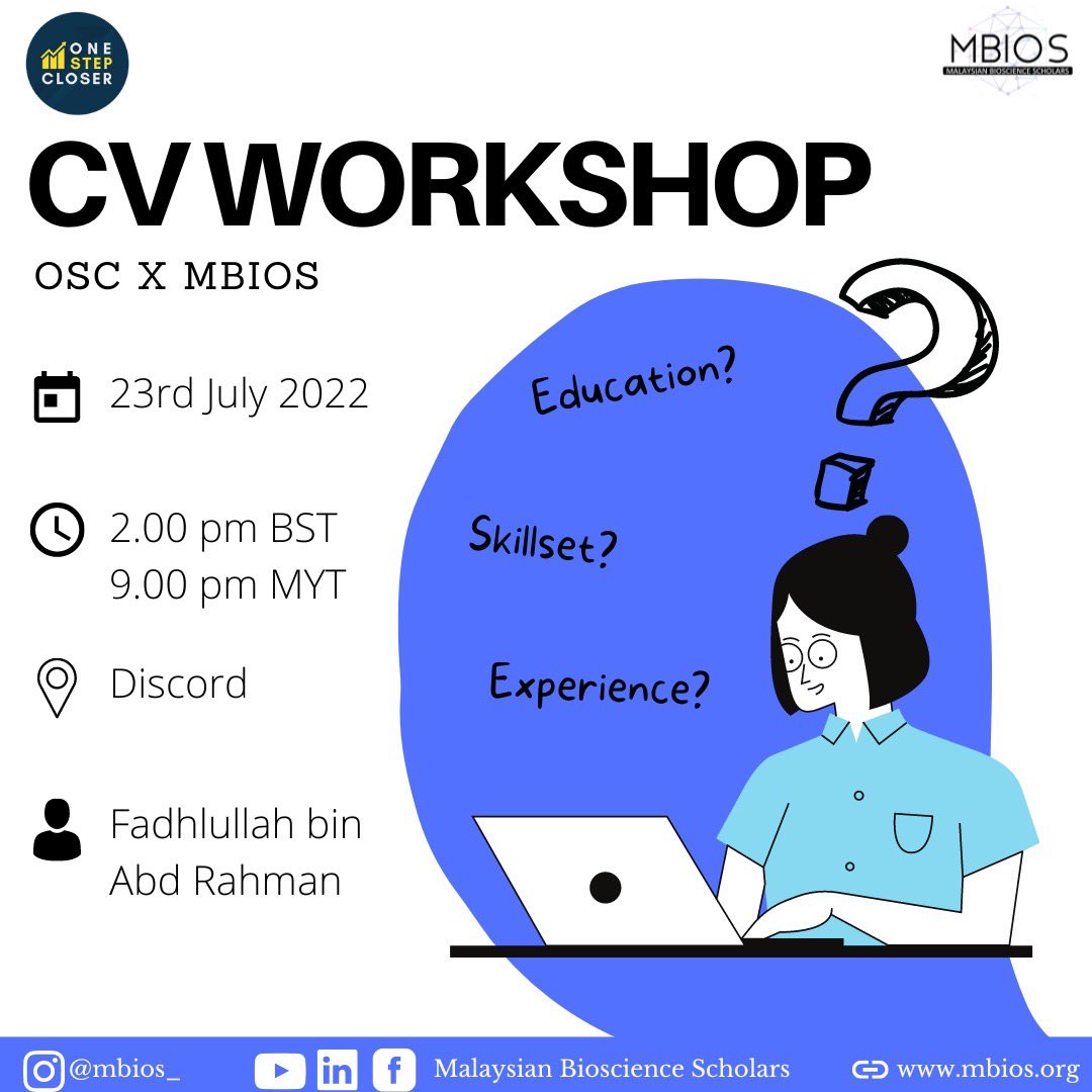 reviewbyyasmin's tweet photo. Register now at https://t.co/sCm2TmxROt! 👏🏻
#OneStepCloser #MBIOS #CVWorkshop https://t.co/9rpSq4uPzH
