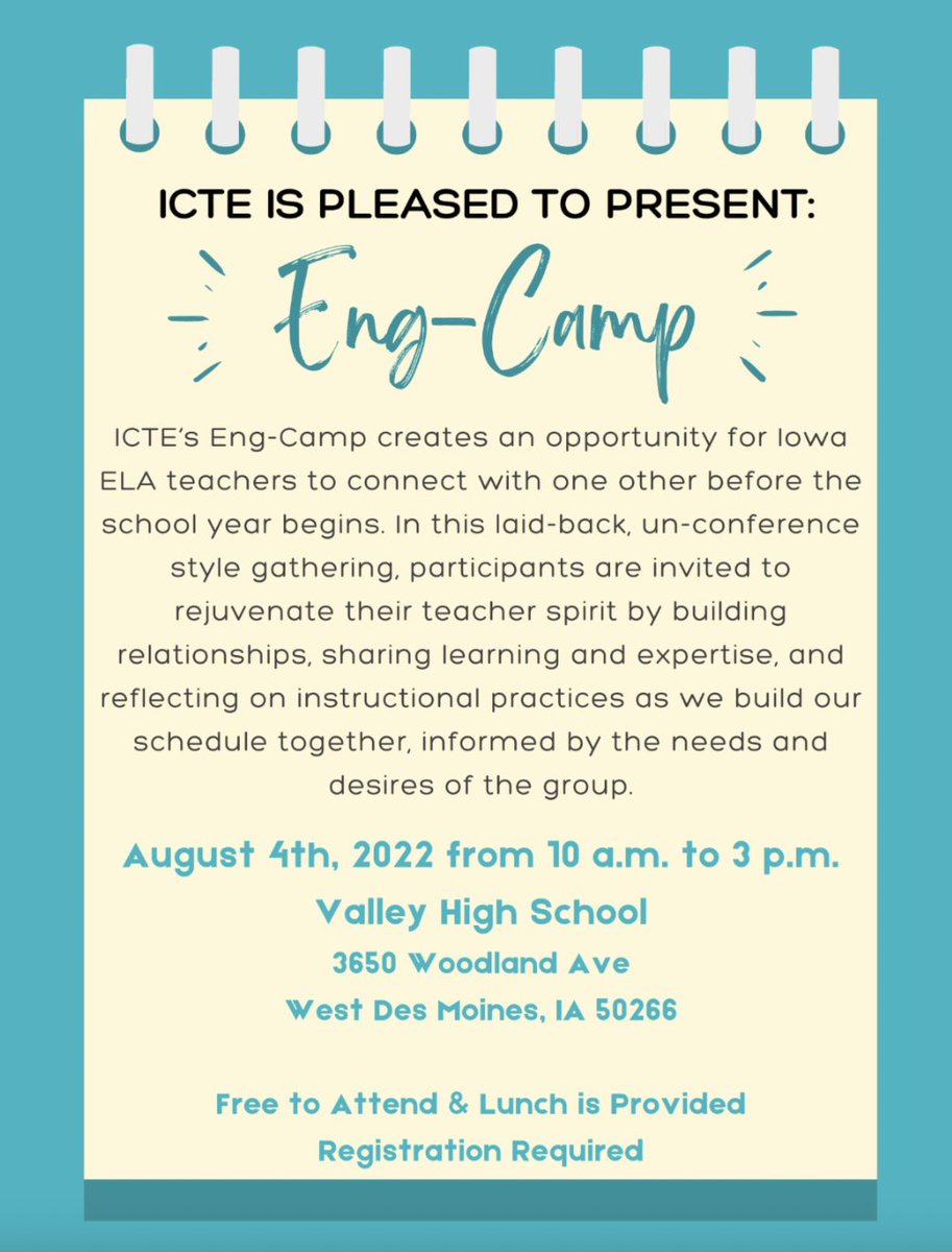 ICTE_Board's tweet photo. Register for Eng-Camp! https://t.co/NGAbMWye7u https://t.co/gjMmVnyZUP