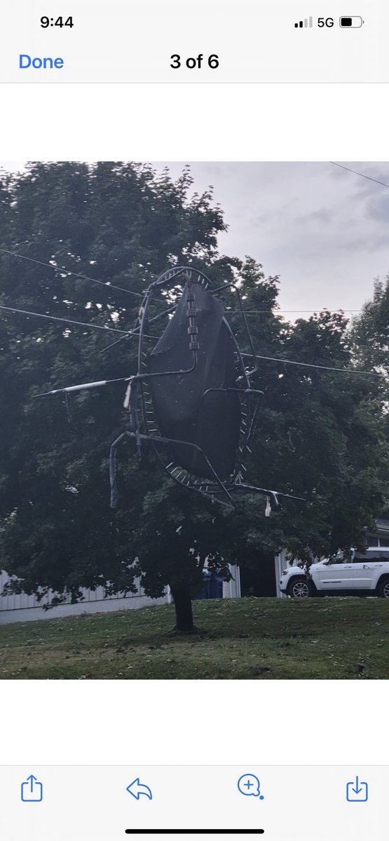 MichaelBenny's tweet photo. Damaging winds take trampoline from the ground - into powerlines in western Onondaga County - off Kasson Road.
Photo: Mary Kane. https://t.co/0inrmHYnmU