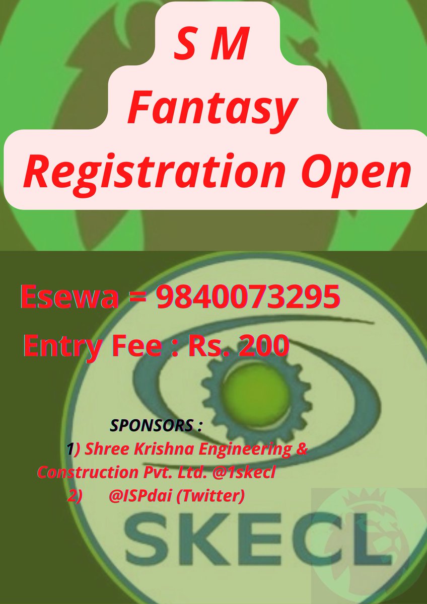 ShareMarket_FPL's tweet photo. Registration Alert .
Contact as soon as possible .
21 Seats only . #SMFantasy
Sponsors
@1skecl
@iSPdai https://t.co/E0Uoyh3Hf0