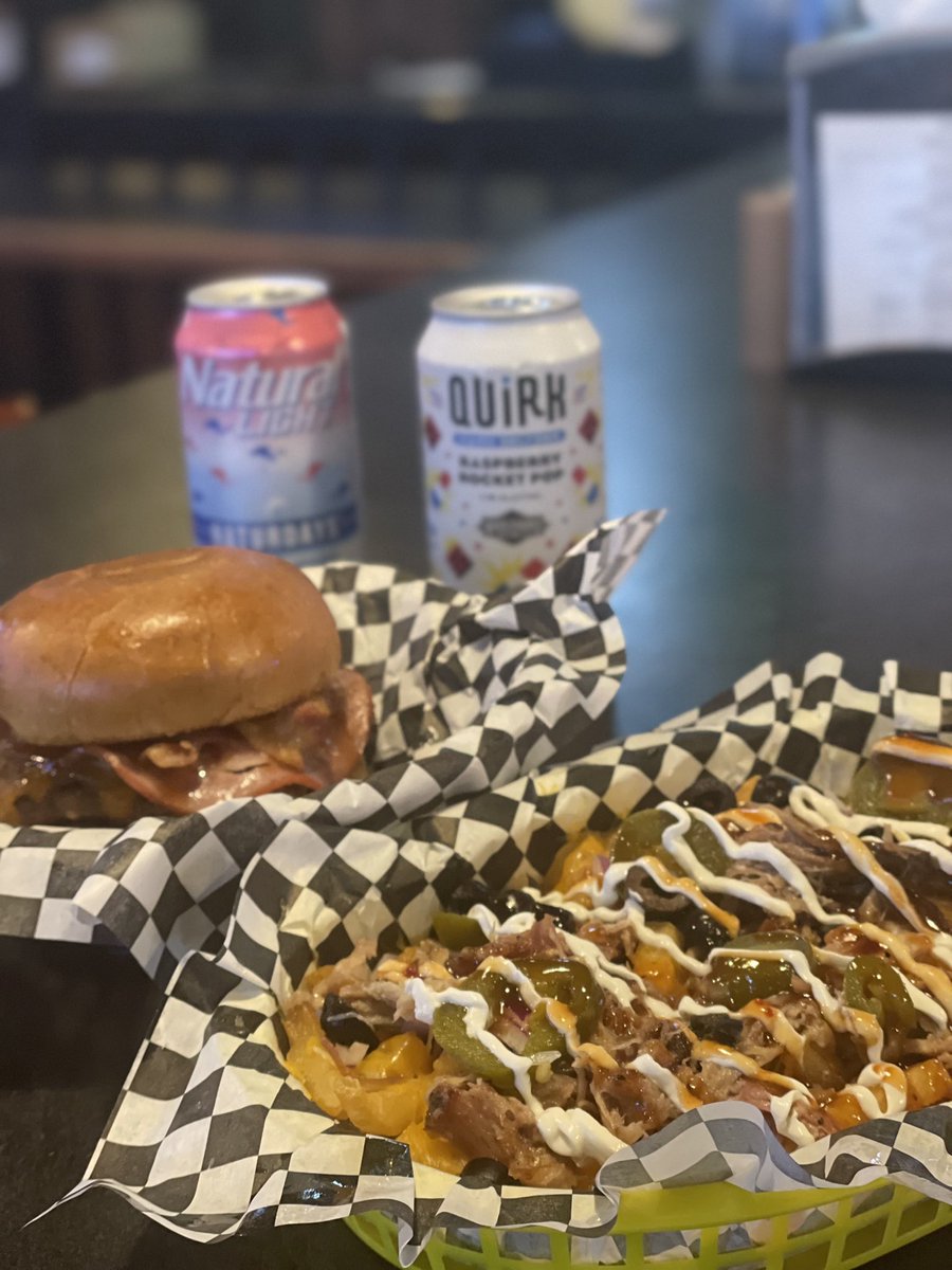 Is it just me or is pulled pork and ice cold beer one of the best parts of summer? Come try the new HAM-burger and loaded fries topped with pulled pork and sweet heat BBQ sauce. 😋