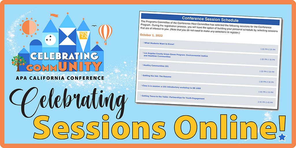 APACalifornia's tweet photo. The Programs Committee is excited to present a diverse and engaging program that you can *now view online*! The program will be updated often with special events, keynote speakers, mobile workshops, and much more. Keep checking https://t.co/WrUSXQB2v1 for updates. https://t.co/yjPXhX1whW