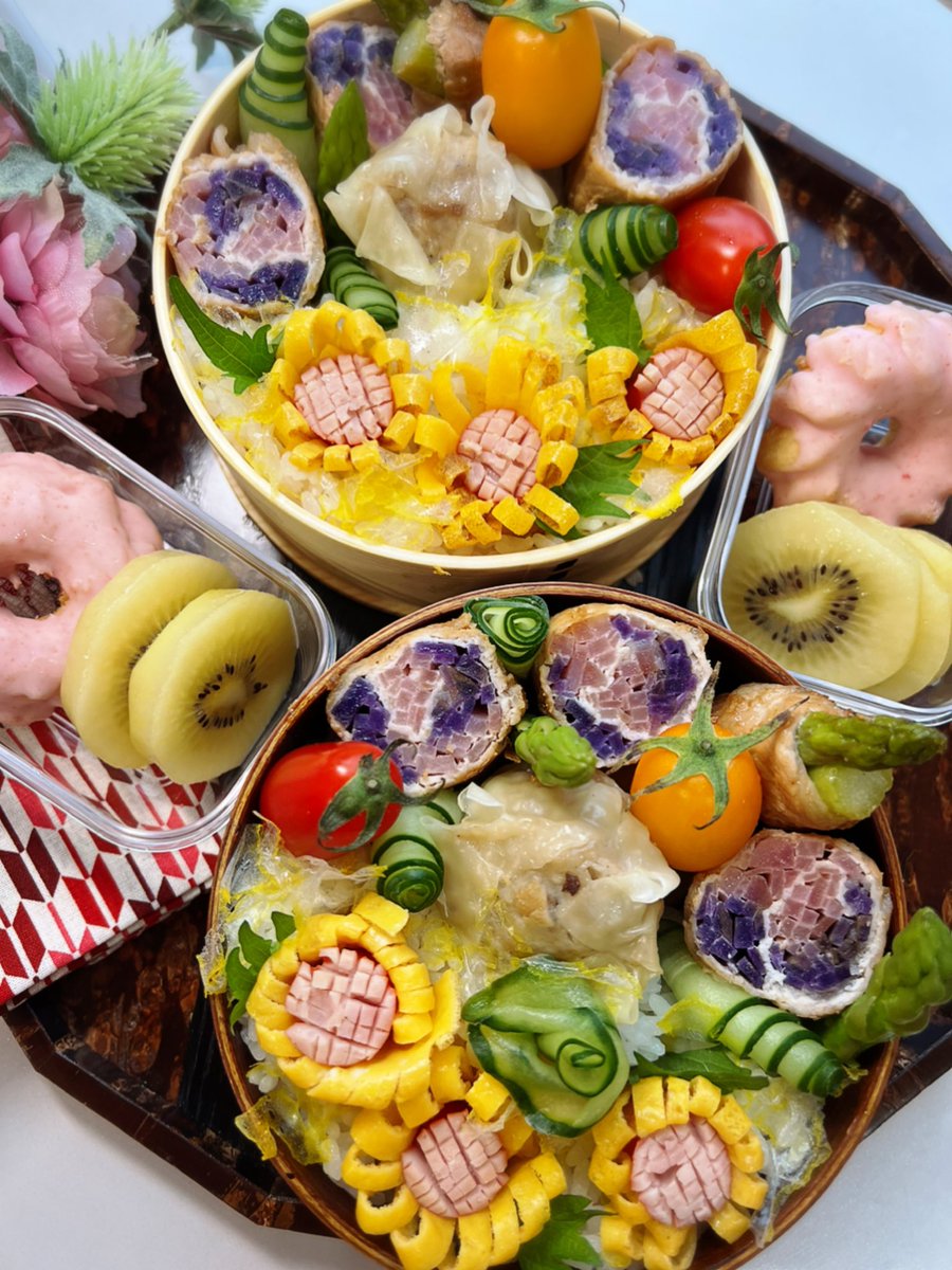 7月14日木曜日
おはようございます。
ひまわり🌻咲かせ、じゃがいも2種を
くるくる🌀肉巻き、今朝のお弁当です❣️