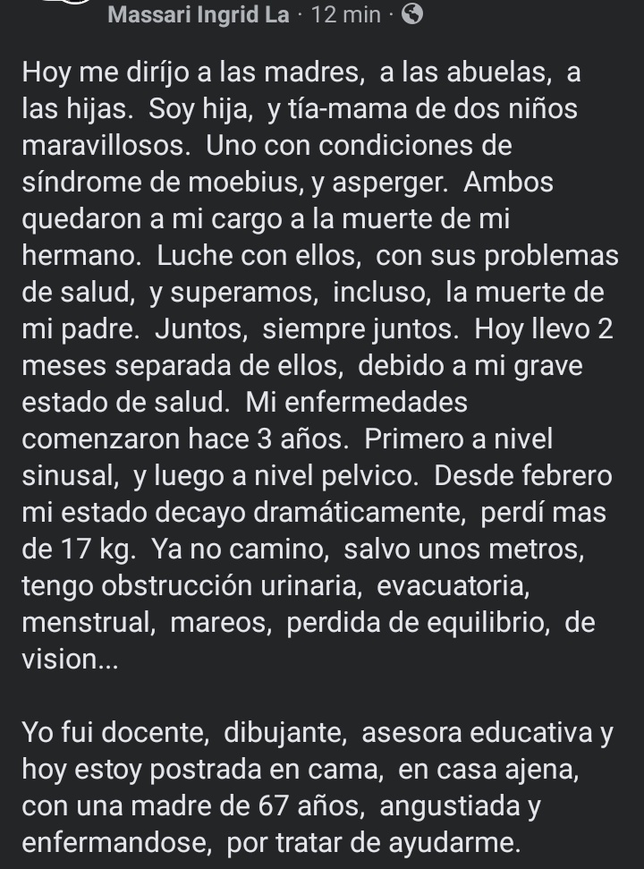 Nos hacen llegar este caso desde #Cagua Ingrid Massari
V17043334
04167332565 (no sms) requiere ayuda médica #URGENTE ayuda con un RT para llegar a algún medio de Cagua. 🙏🏼