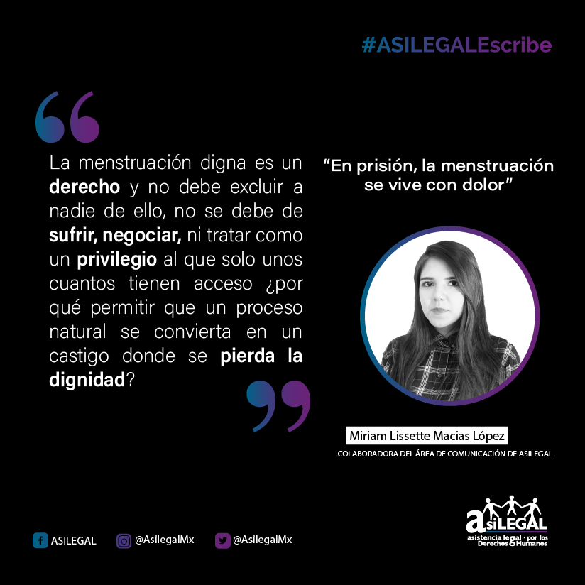 AsilegalMx's tweet photo. #ASILEGALEscribe | 🔴 "Hablar de menstruación digna se convierte en un privilegio cuando se trata de mujeres privadas de la libertad 👩, mismas mujeres que mes tras mes viven su periodo menstrual sin acceso por lo menos a toallas sanitarias". 🙅🏽♀️🩸
https://t.co/vnqlQbOsvY https://t.co/umFVjoTlsE