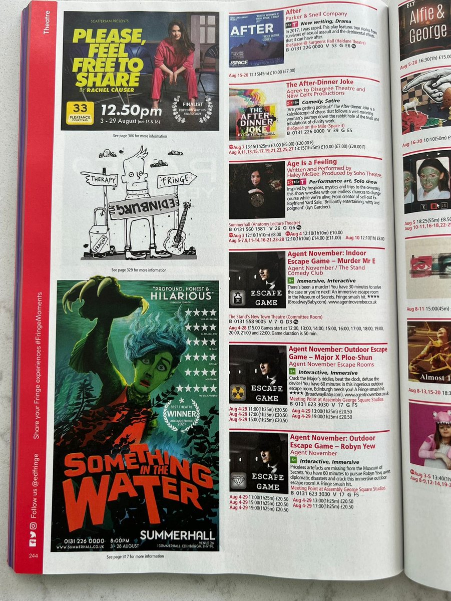 _scatterjam's tweet photo. Have you spotted #PleaseFeelFreeToShare in the @edfringe brochure yet? 🧐
3-29 Aug (not 15/16) @ThePleasance Courtyard
#EdFringe #PFFTS #NewWriting
https://t.co/rfbKiUBNwj https://t.co/PzqxbfJs1r