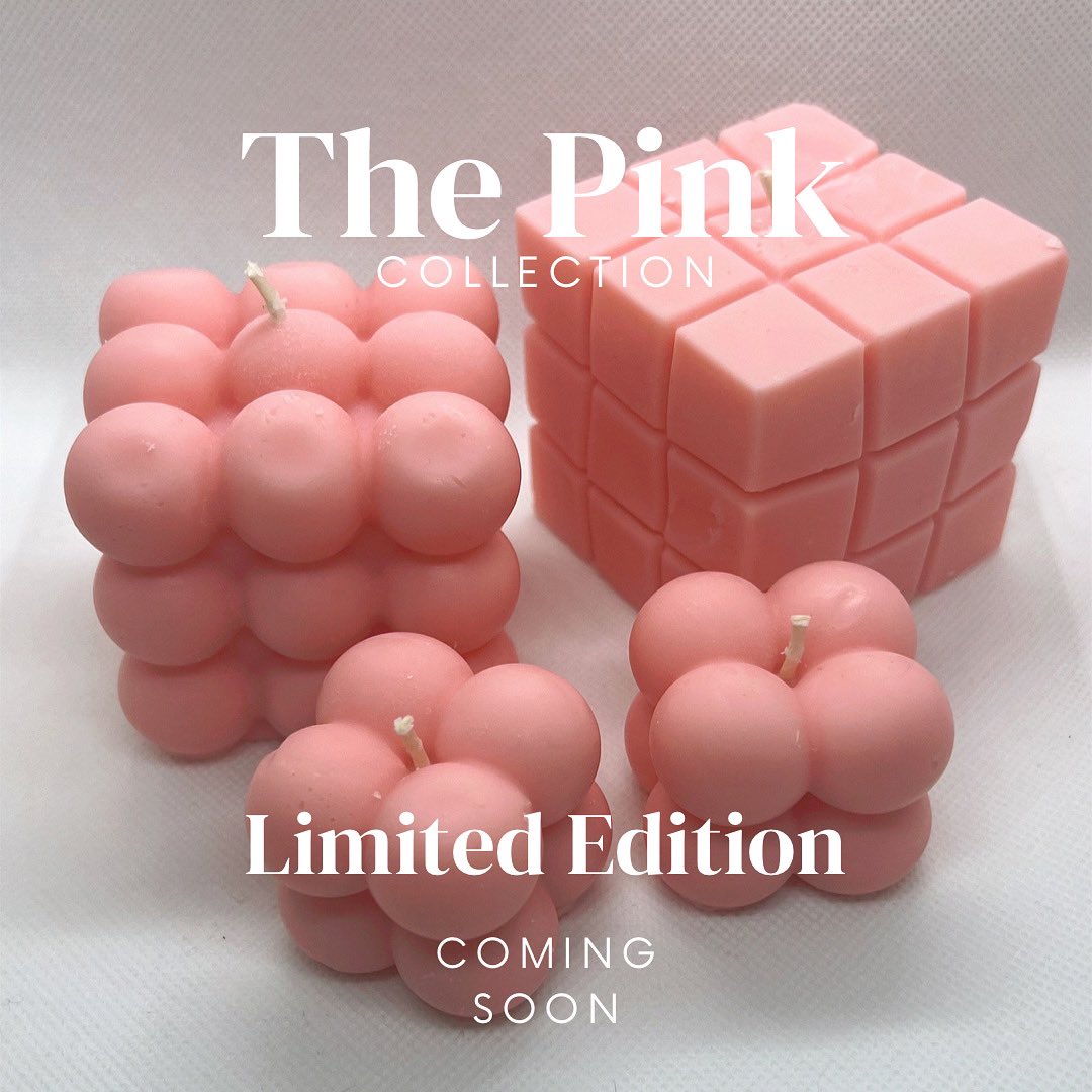 no22candleco's tweet photo. Introducing… The Pink Collection ᴸᴵᴹᴵᵀᴱᴰ ᴱᴰᴵᵀᴵᴼᴺ 💖 this will be a one time collection from us, this will NOT be restocked we hope you will it as much as us. Coming soon… 😇

#candles #bubblecandles #cubecandles #ThePinkCollectionᴸᴵᴹᴵᵀᴱᴰᴱᴰᴵᵀᴵᴼᴺ https://t.co/Pm1H09nVZ6