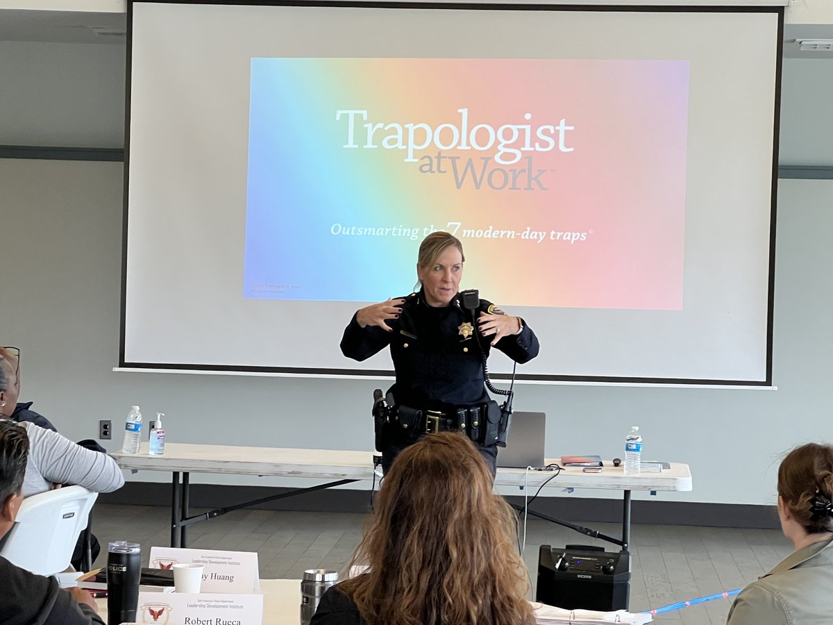 bluecourage's tweet photo. Deputy Chief Flaherty opened this morning for the SFPD Leadership Development Institute session. David Covey is speaking today on leadership traps, &amp; Cohort 4 members Meagen &amp; Gonee lead the class in reflections! #bluecourage #SFPD  #sfpdldi #davidcovey #traptales #trapology https://t.co/klyi8rJUZS