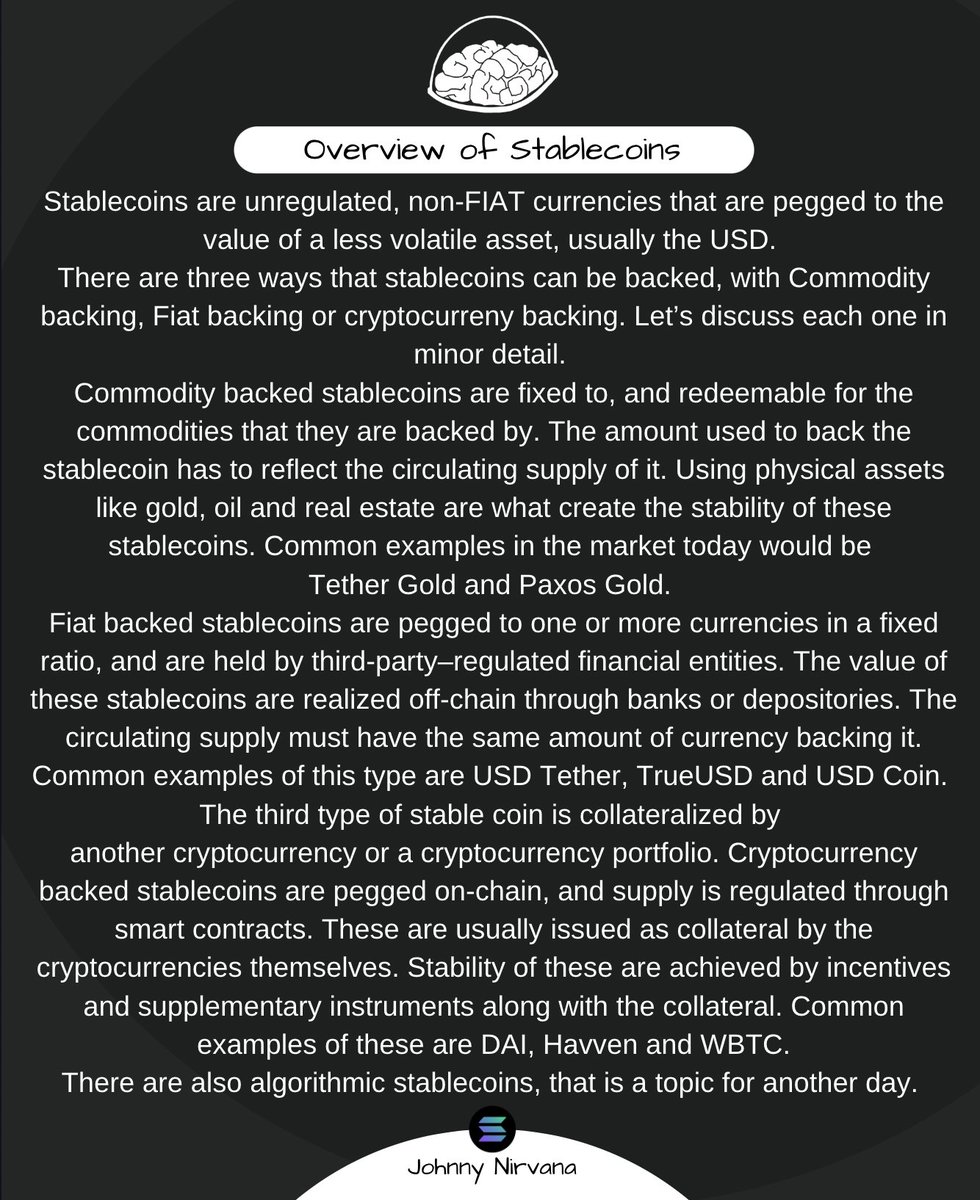 Overview of Stablecoins
by Johnny Nirvana

#NerdyApeUniversity #NerdyApeHub <a href="/ApeNerdy/">Nerdy Ape Hub {🧠}</a>
#NAH 🧠