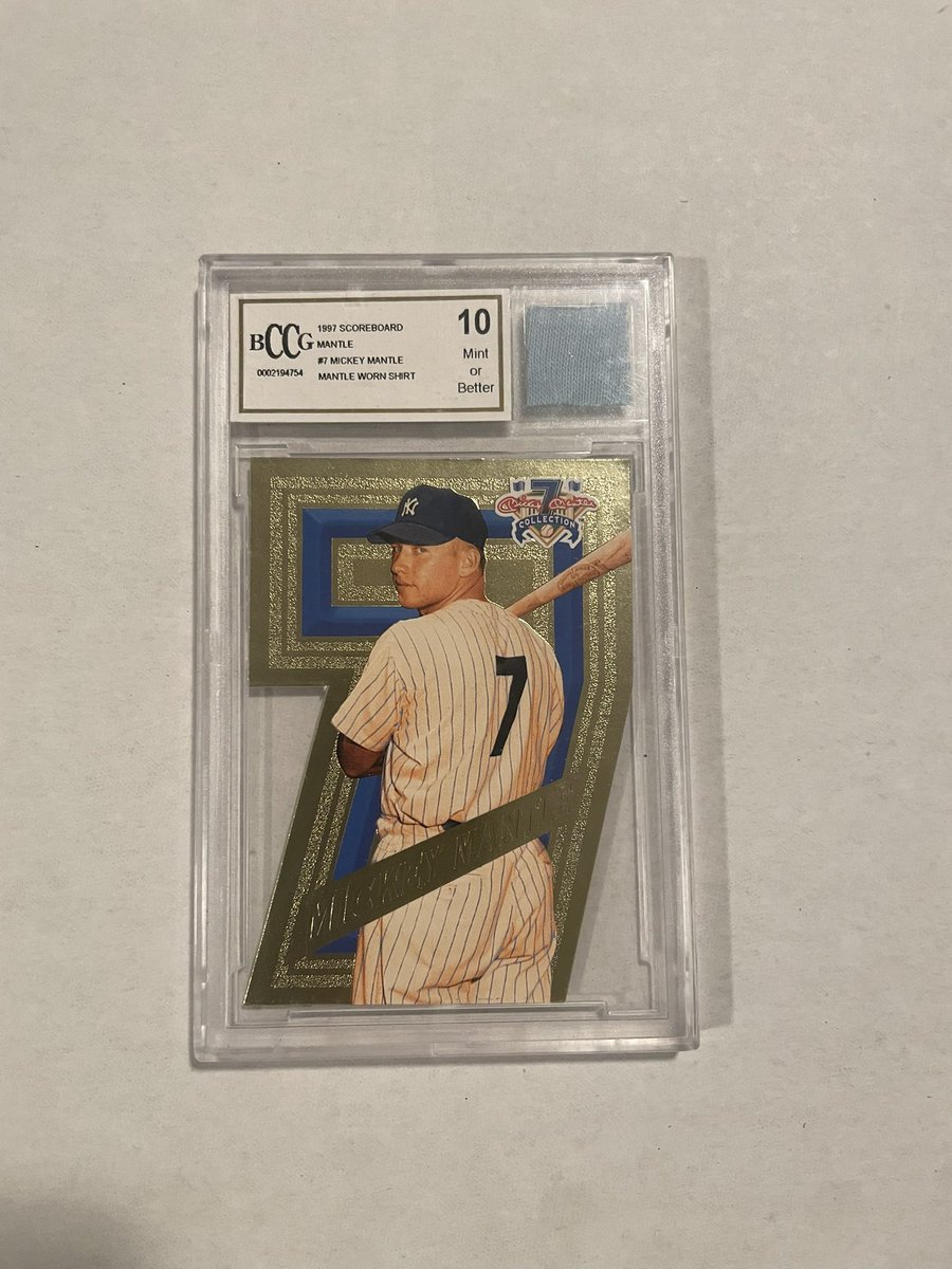HarrellsCards's tweet photo. GIVEAWAY!

Retweet and follow for a chance to win this 1997 Scoreboard Mickey Mantle jersey card Graded 10. Will be announcing the winner on July 26th in preparation for the National. Good luck #thehobby #mickeymantle https://t.co/LKXK2O15YT