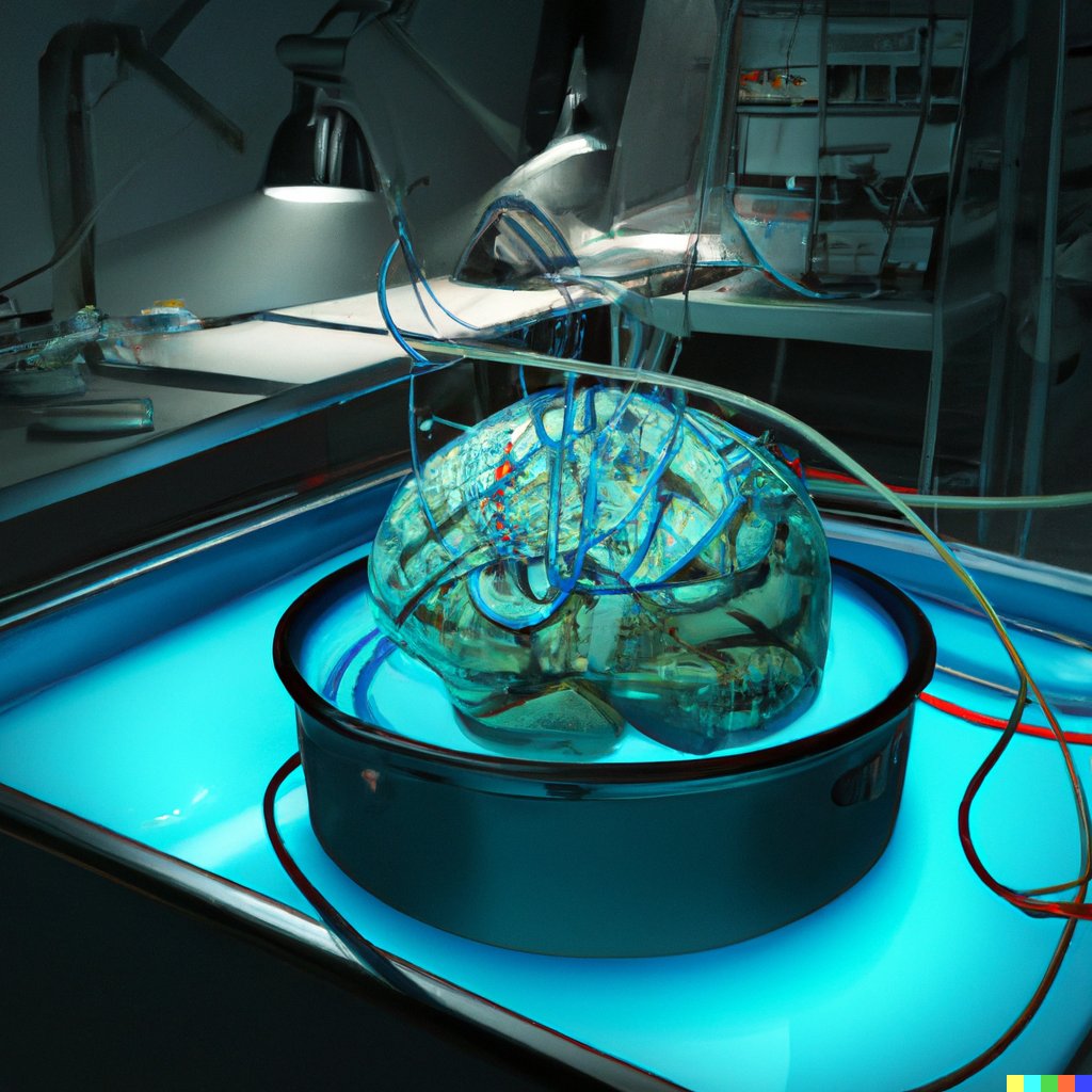 Finally got access to #DALLE, thought I'd use it to solve all the hard problems in consciousness science using art. 🧵

First up: "experimental setup for 'brain in a vat'"

1/9