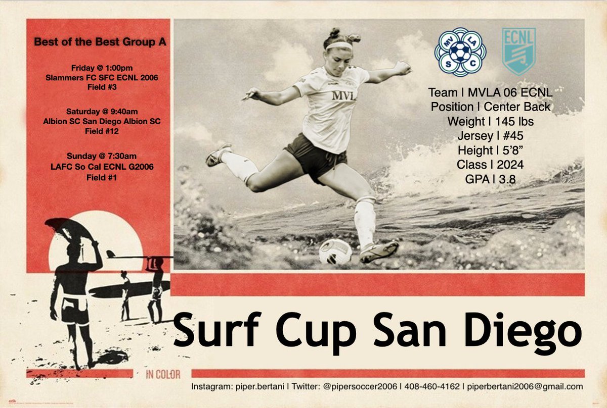 piper_bertani's tweet photo. So excited for Surf Cup!
@ECNL_NCAA  
@ECNLgirls 
@surfcupsports https://t.co/1dpJeIWNDE